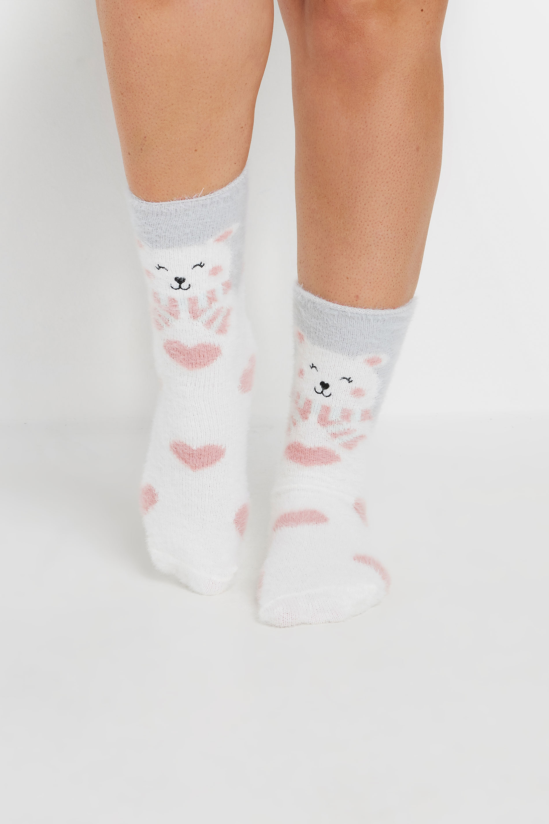 2 PACK Pink Polar Bear Ankle Socks | Yours Clothing 2
