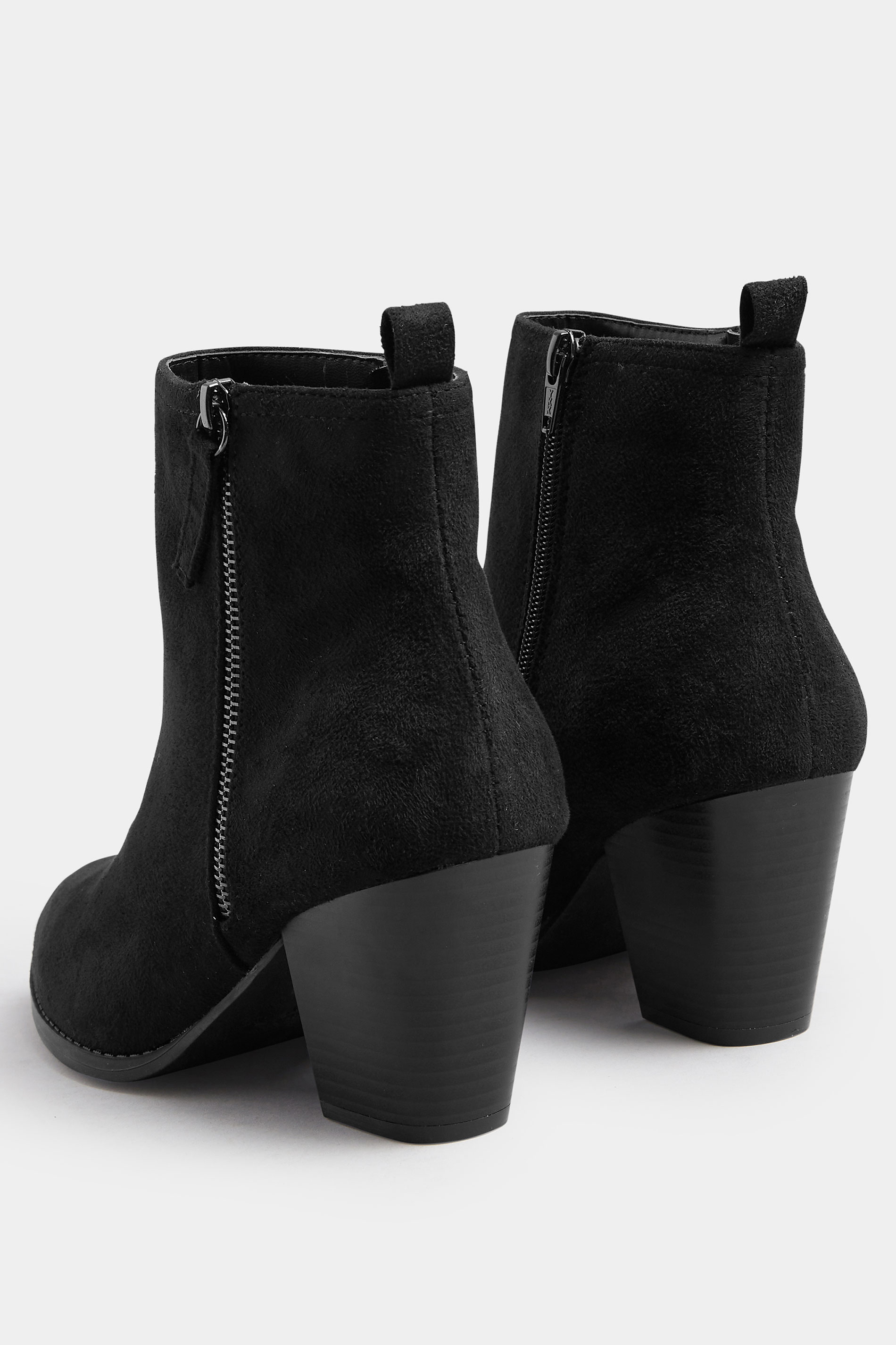 Black Faux Suede Block Heel Ankle Boots In Wide E Fit & Extra Wide EEE Fit | Yours Clothing 5