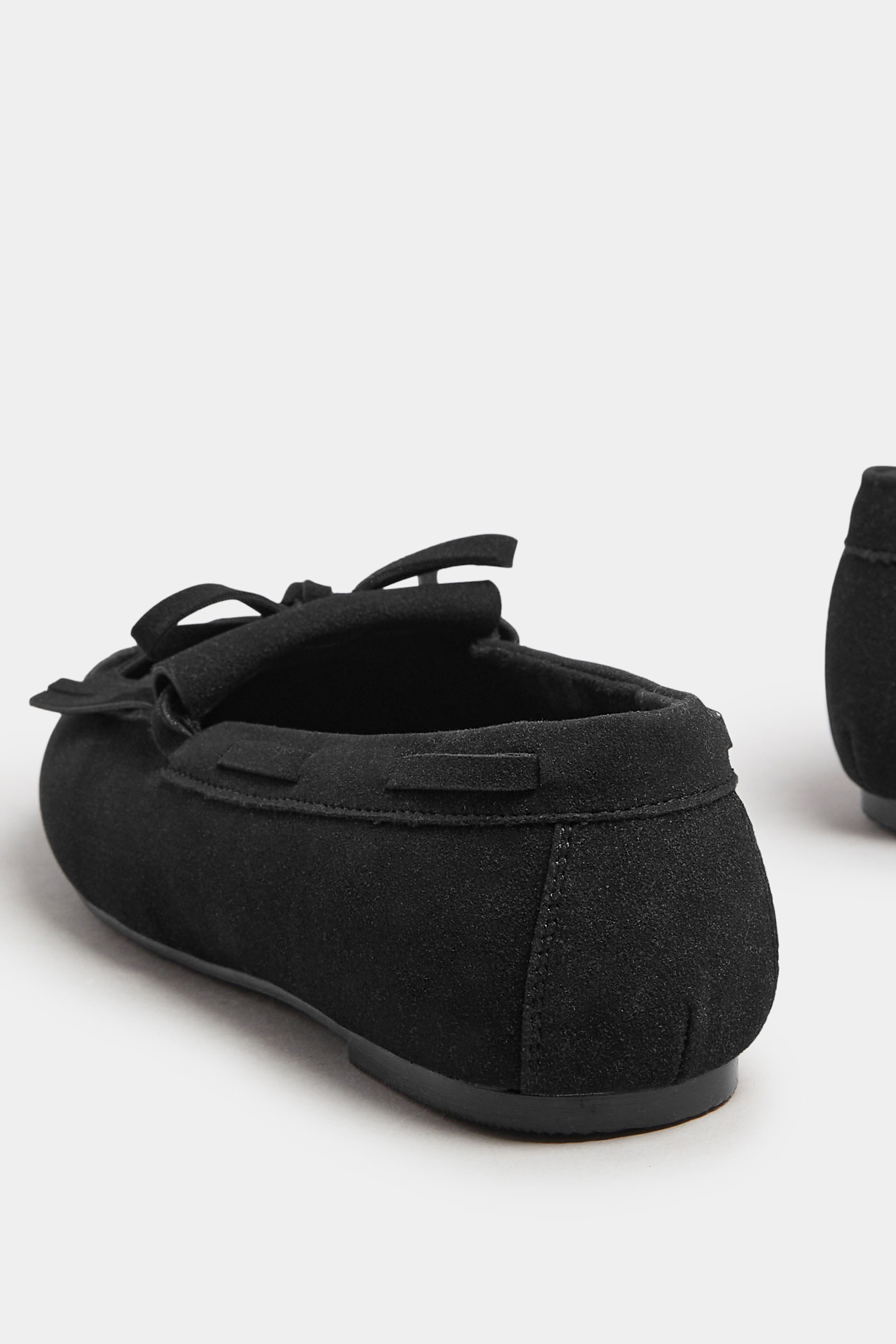 Black Faux Suede Tassel Fringe Loafers In Extra Wide EEE Fit | Yours Clothing 4