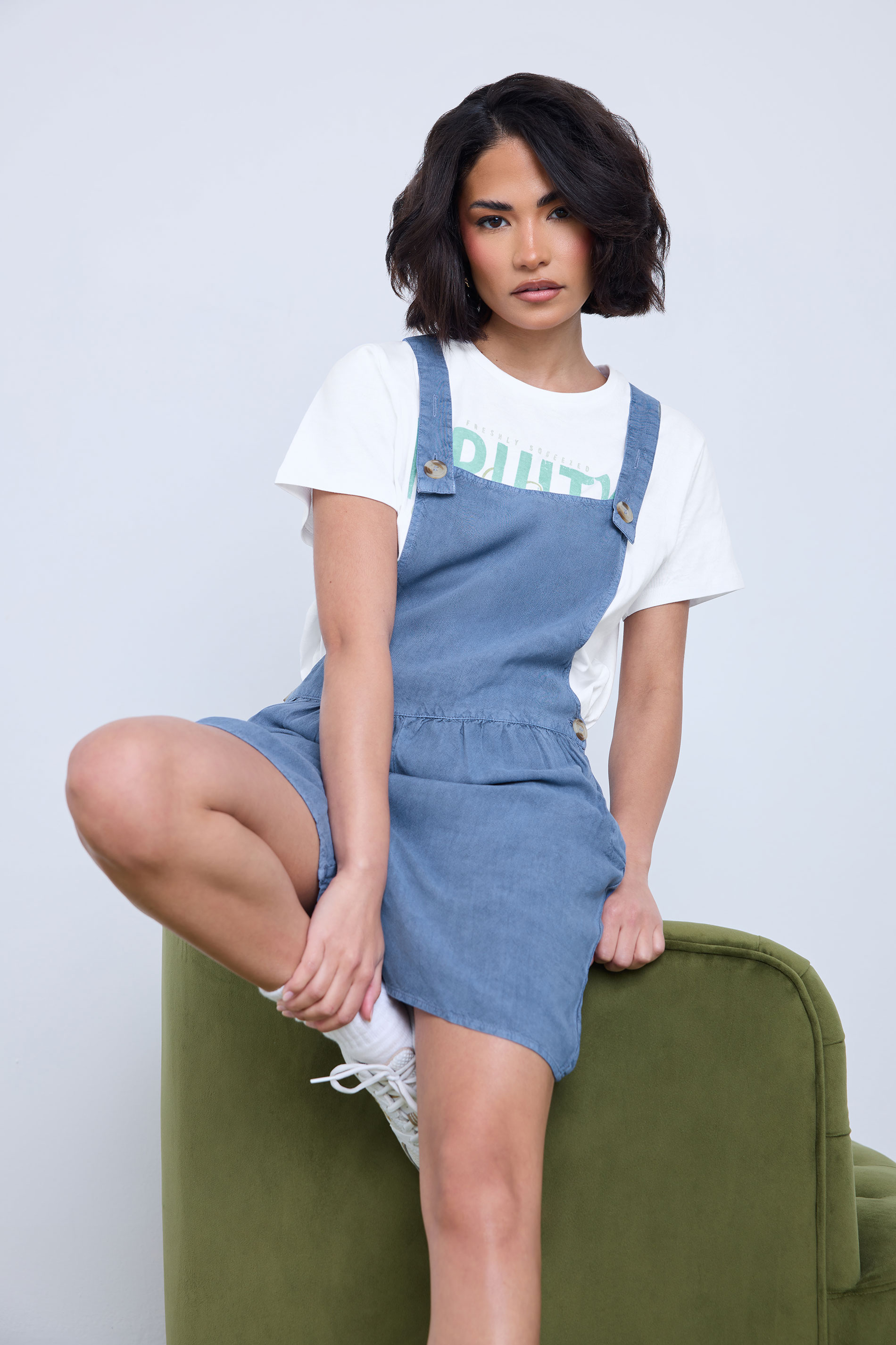 PixieGirl Petite Women's Blue Short Dungarees | PixieGirl 1
