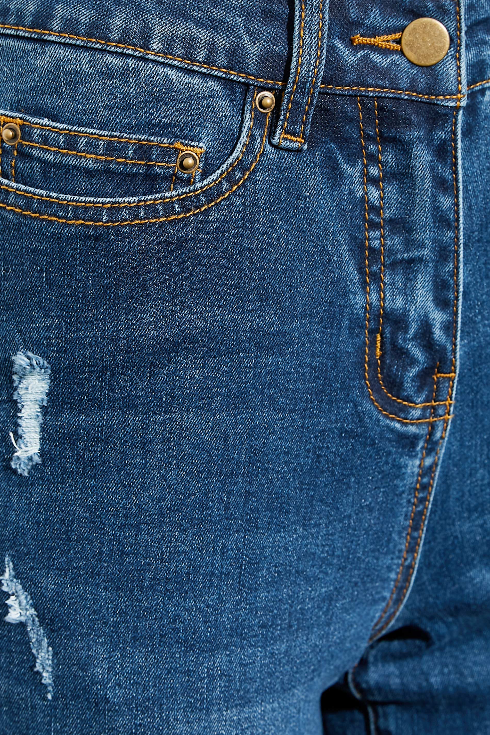 Petite Blue Distressed Mom Jeans | PixieGirl 4
