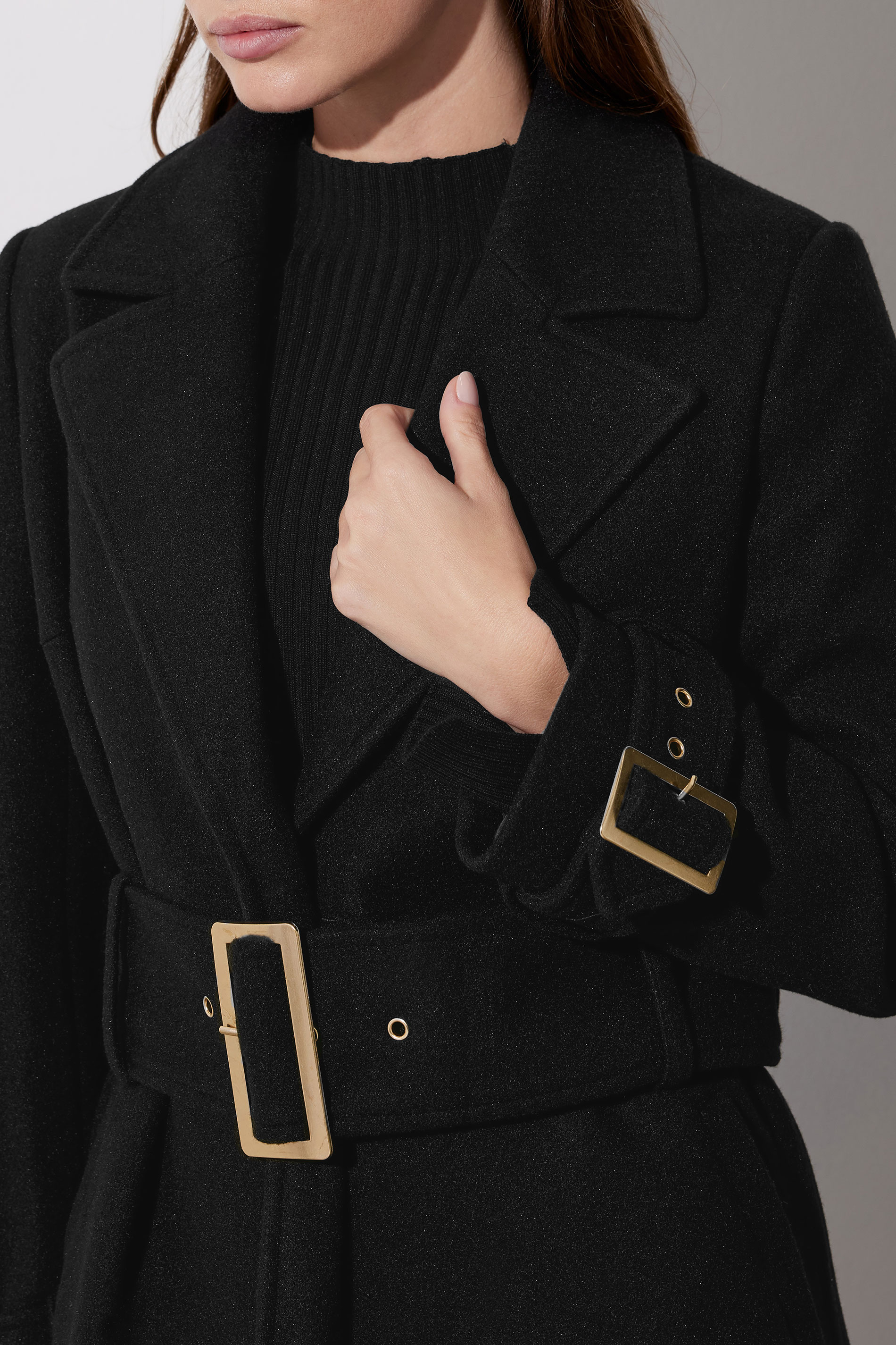 STAR Black Buckle Wrap Coat | STAR x JM 6