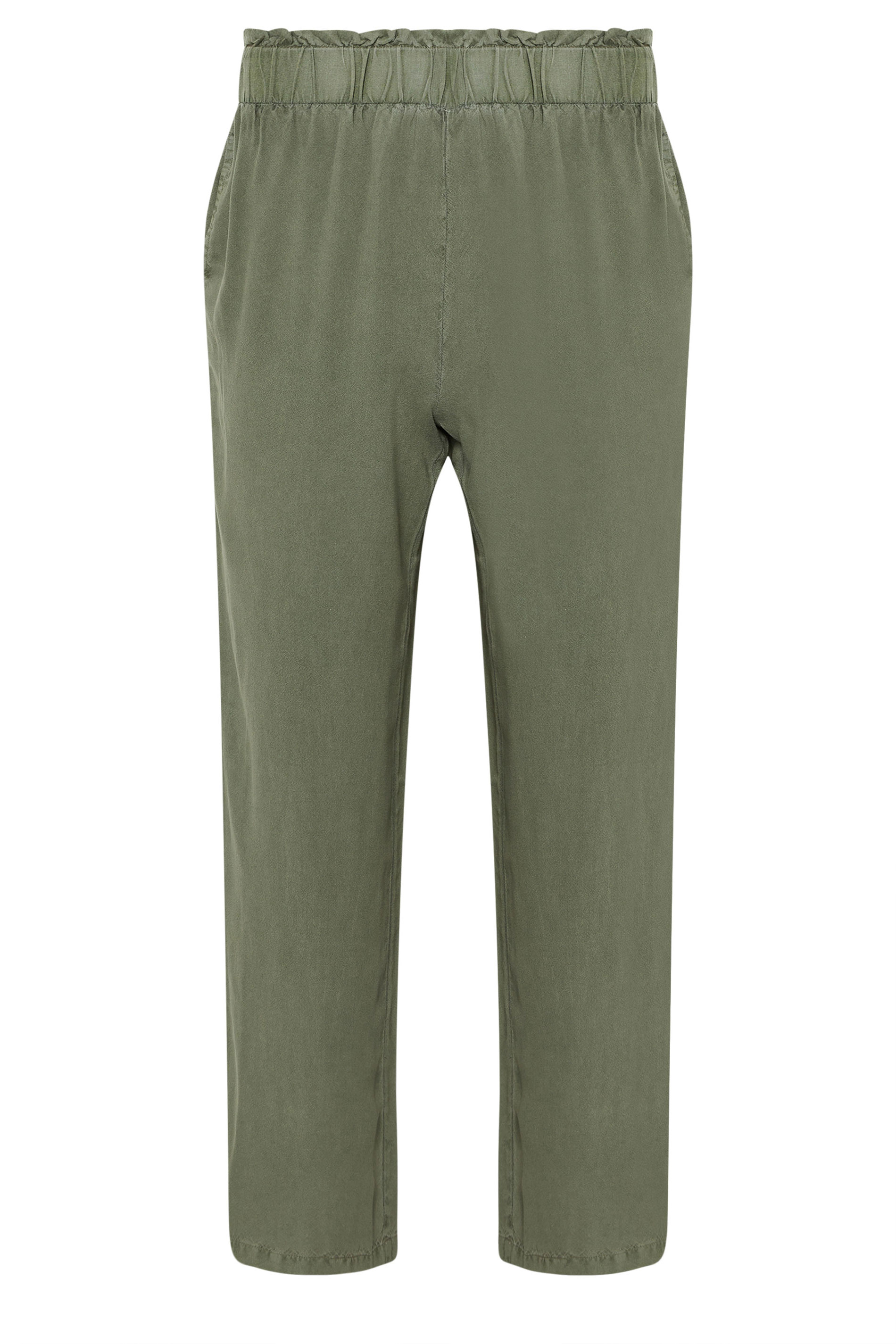PixieGirl Petite Women's Khaki Green Acid Wash Wide Leg Trousers | PixieGirl 6