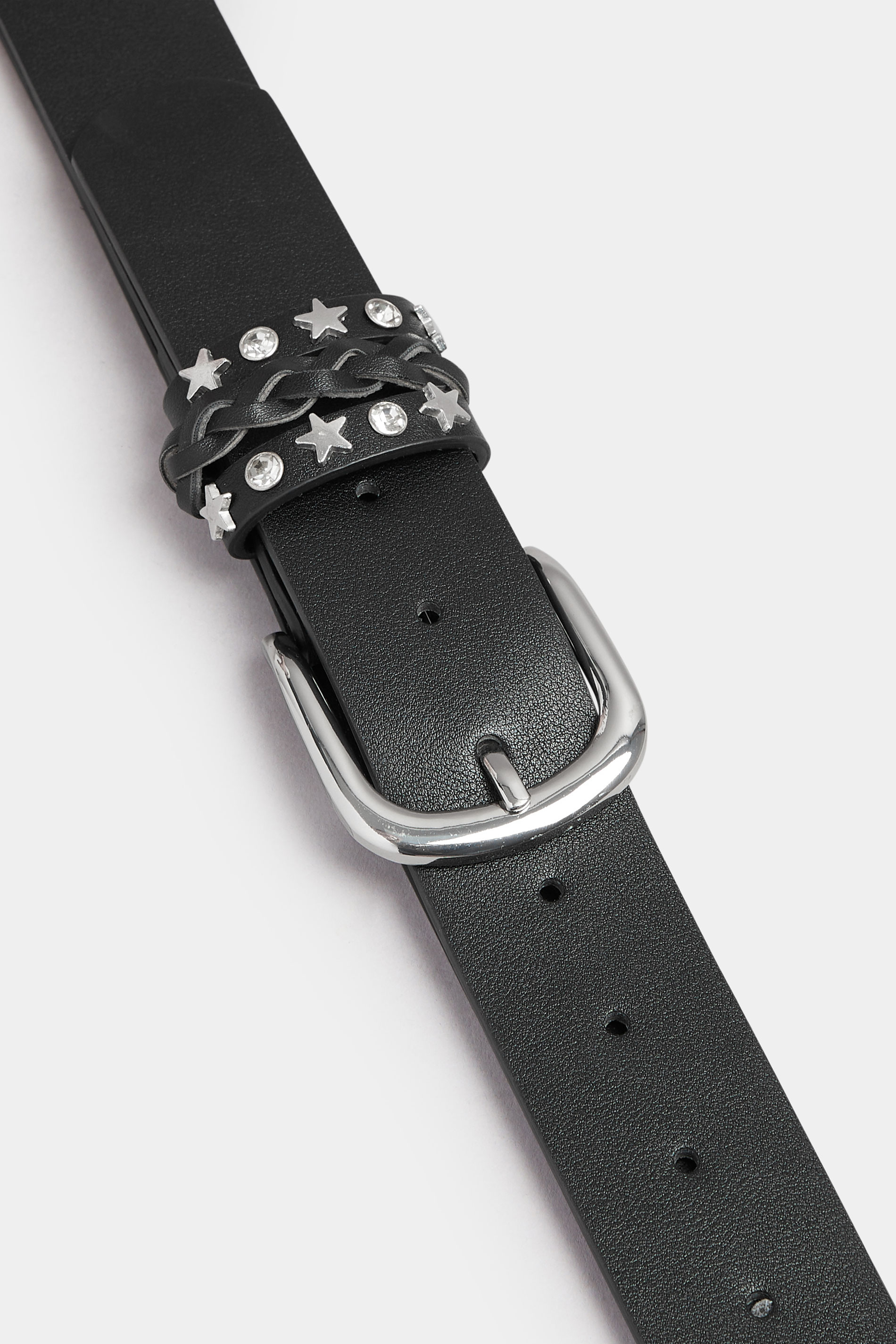 Black Faux Leather Star Keeper Belt | Yours Clothing 3