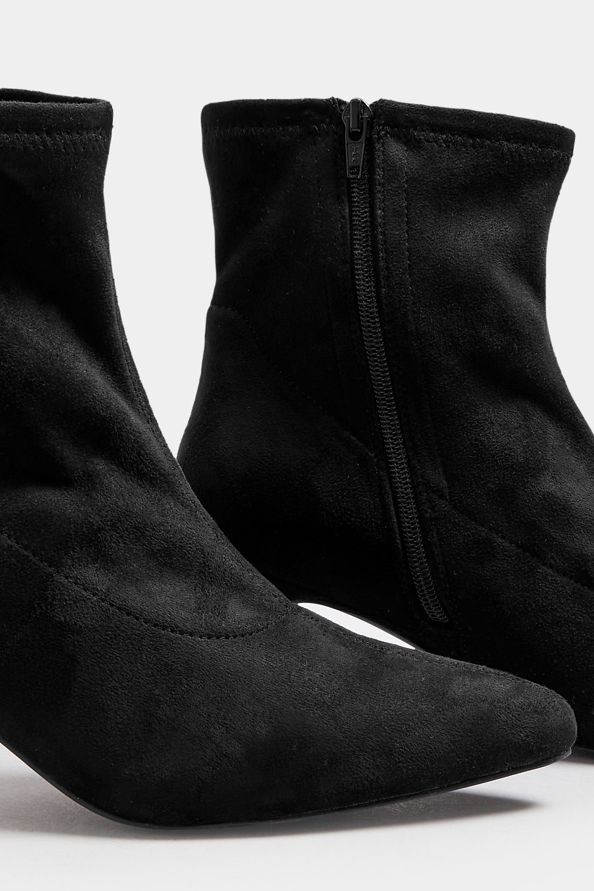 Black Faux Suede Point Heeled Ankle Boots In Extra Wide EEE Fit | Yours Clothing  6
