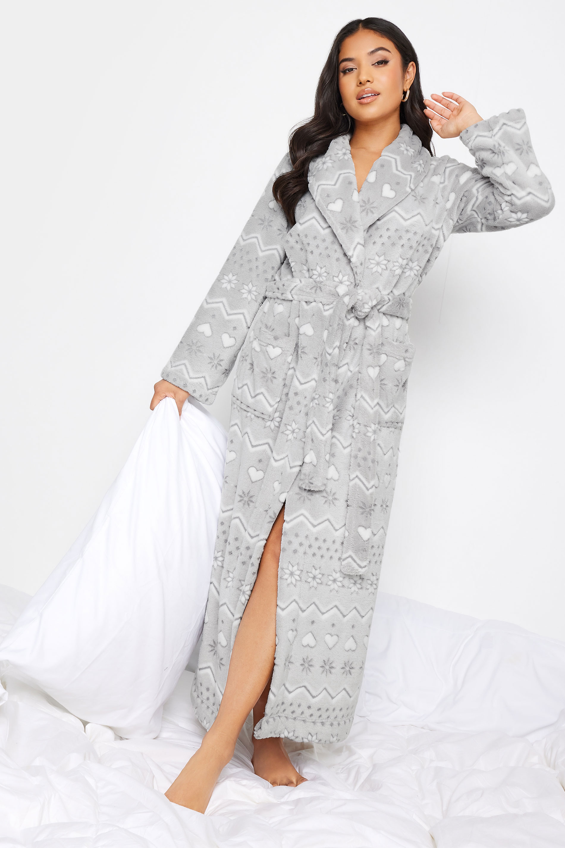 PixieGirl Grey Fairisle Shawl Dressing Gown | PixieGirl  1