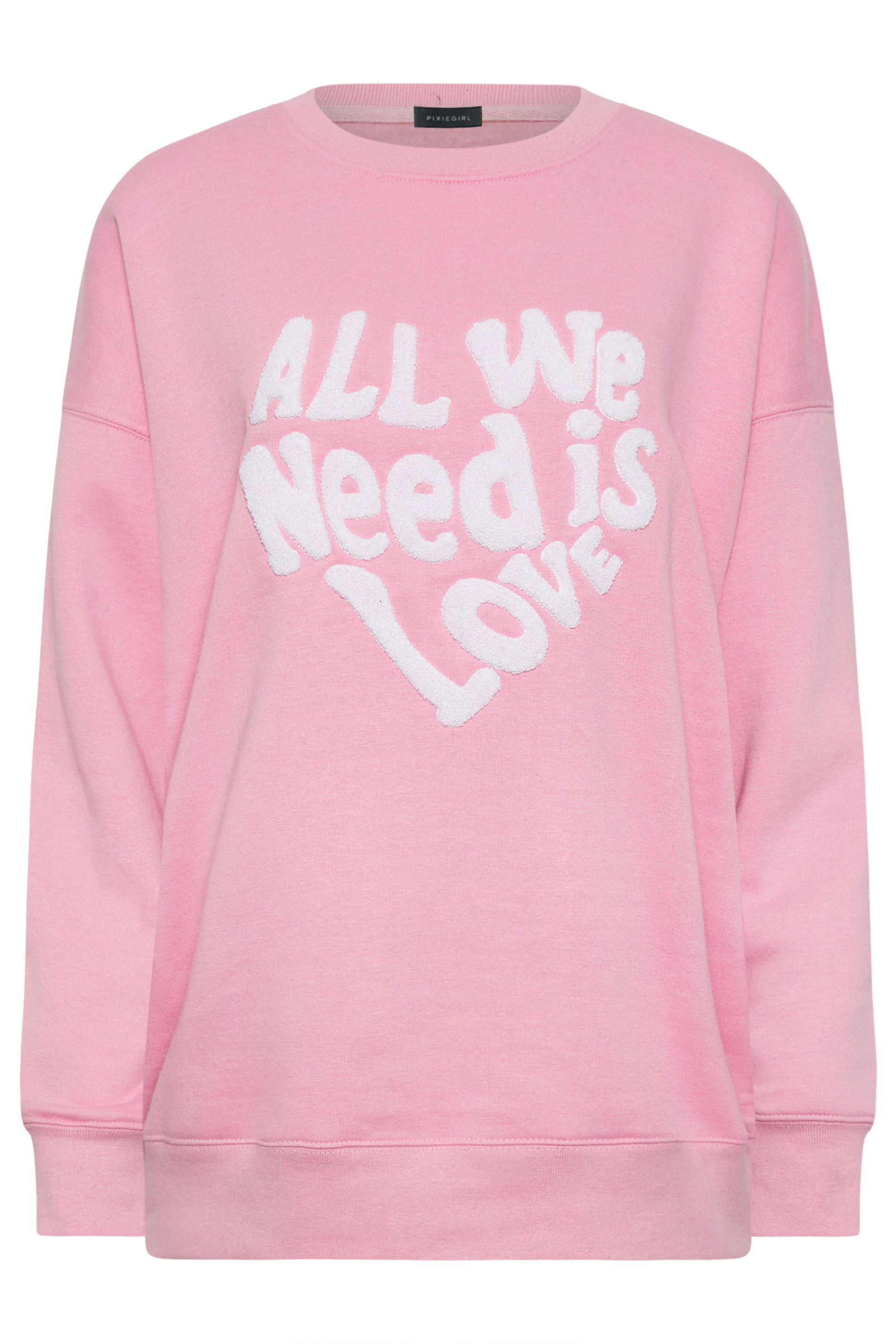 Pink 'All We Need Is Love' Slogan Oversized Sweatshirt | PixieGirl 5
