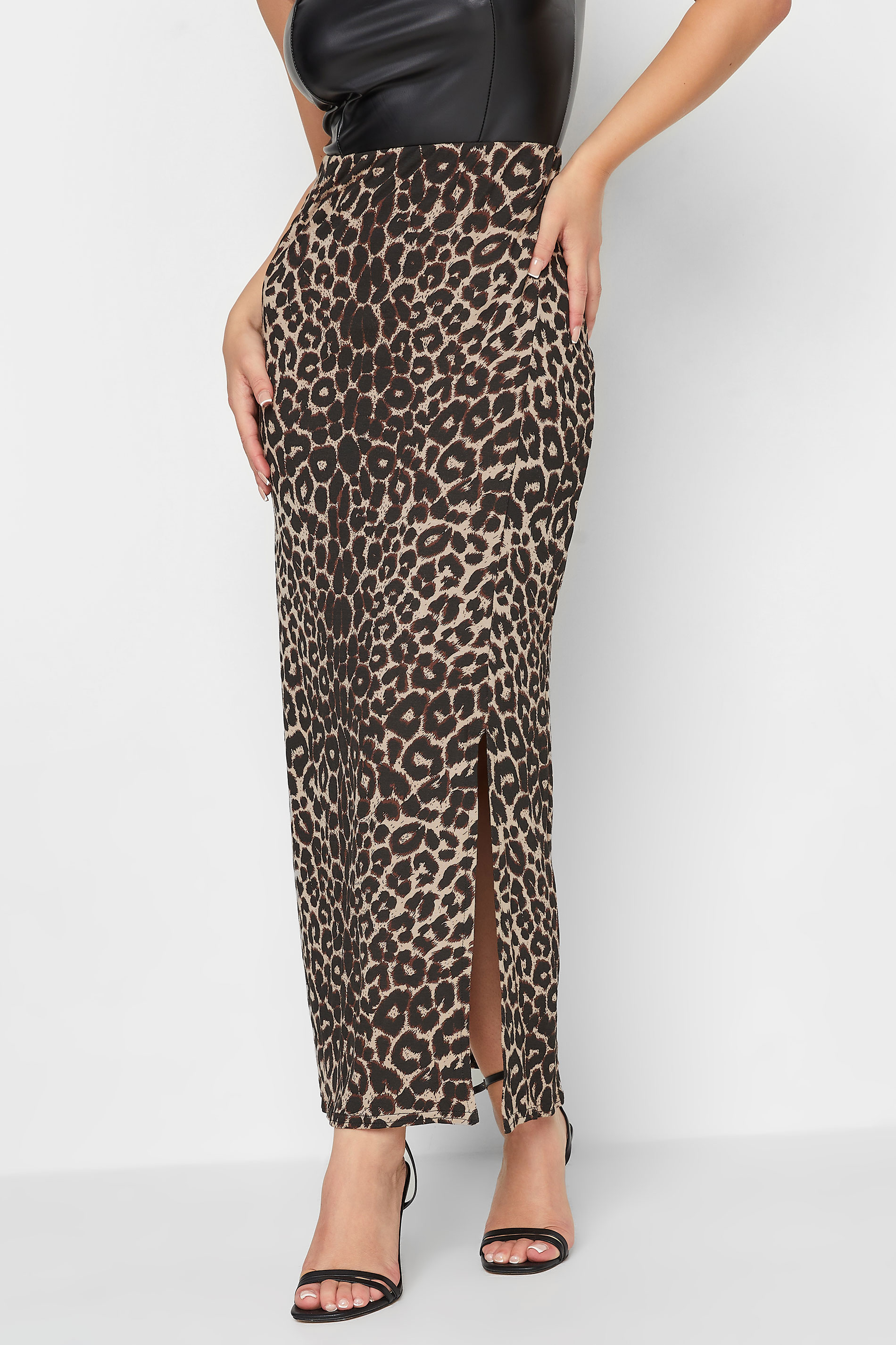 PixieGirl Brown Leopard Print Maxi Skirt | PixieGirl 1