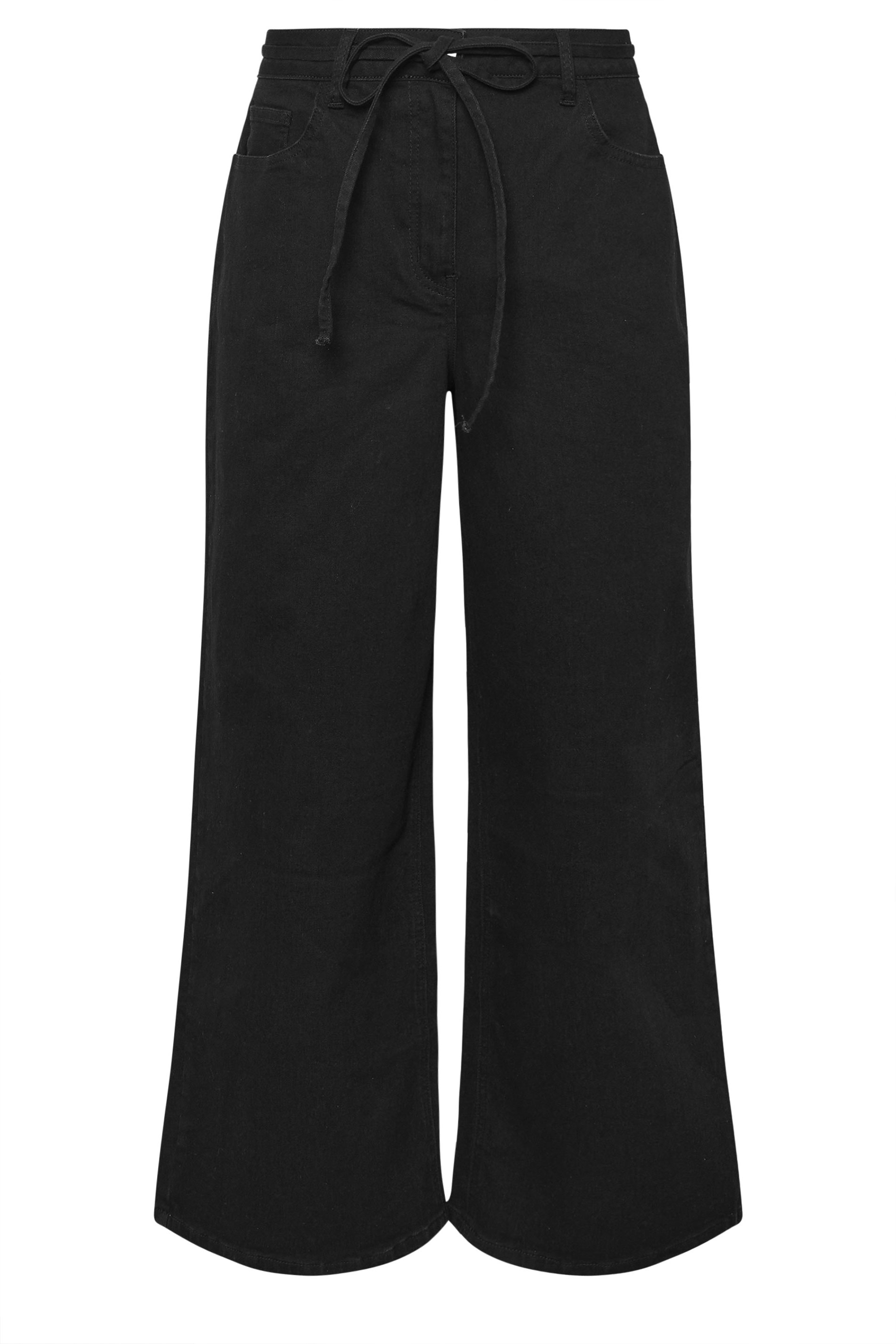 PixieGirl Petite Women's Black Belt Tie Wide Leg Jeans | PixieGirl  6