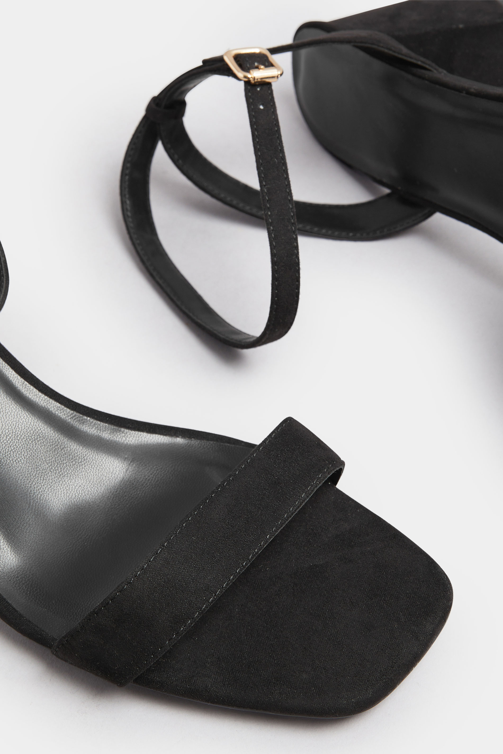 Black Faux Suede Block Heel Sandals In Extra Wide EEE Fit | Yours Clothing 5