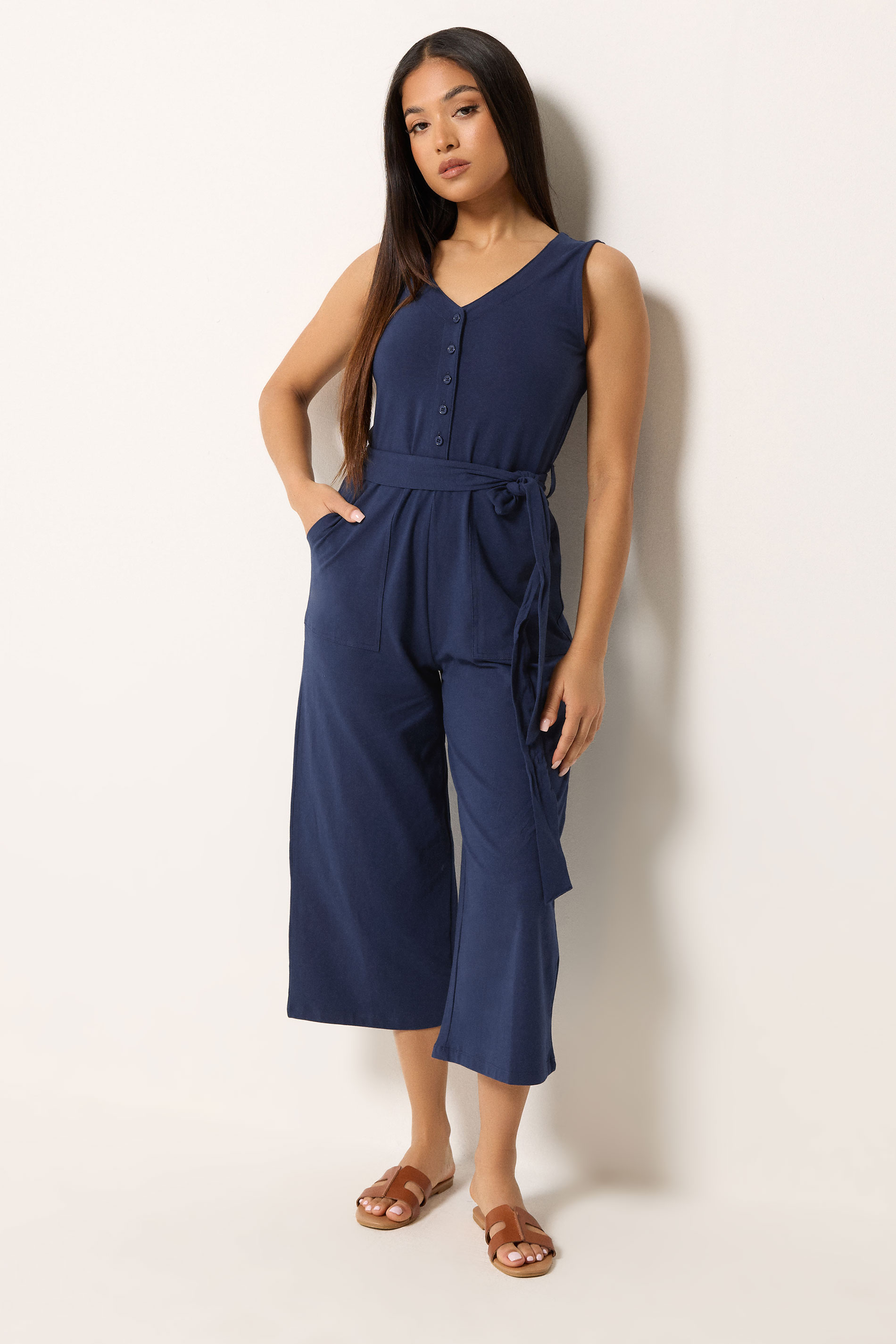 M&Co Petite Navy Blue Sleeveless Jumpsuit | M&Co 3