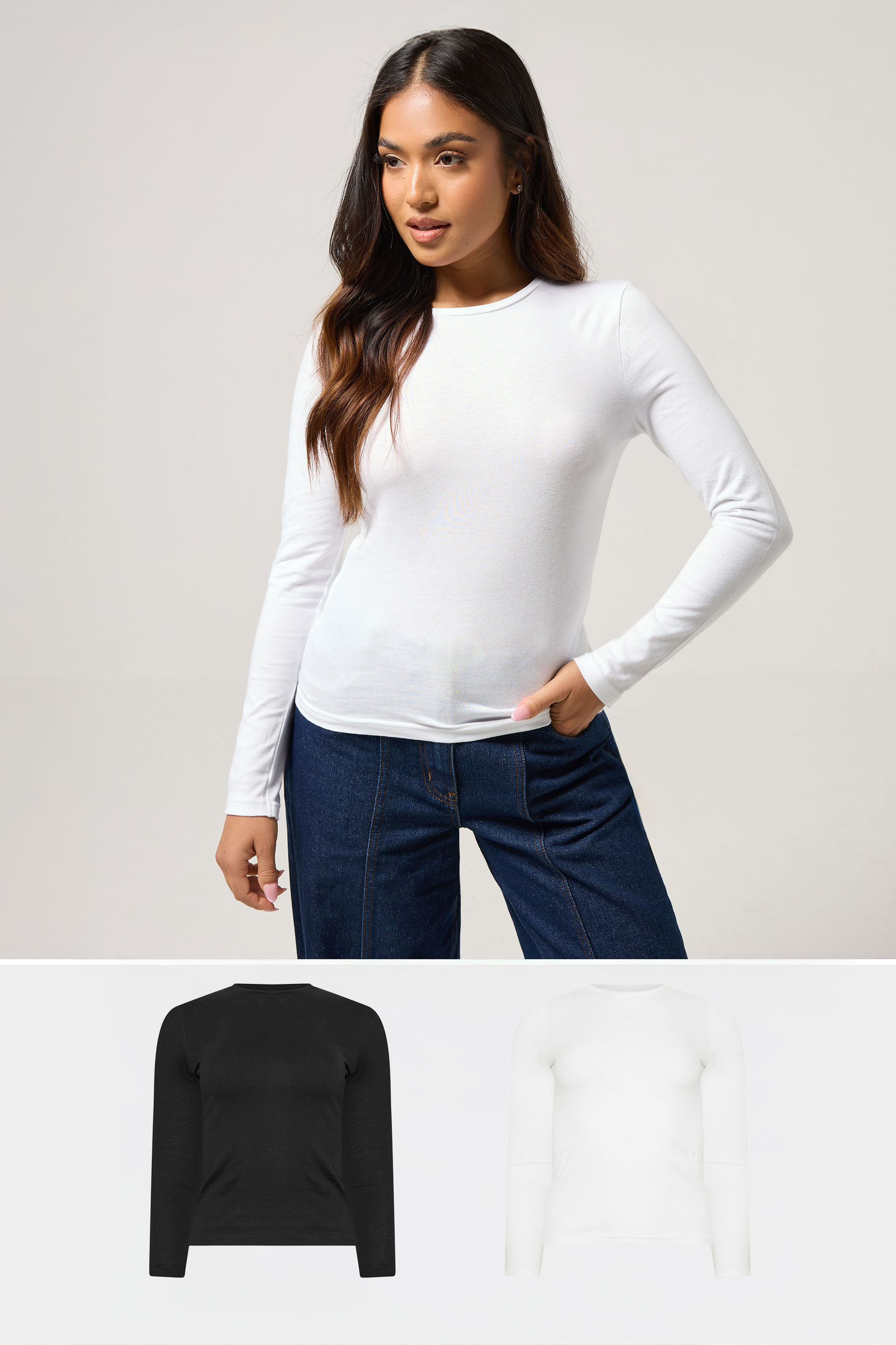 PixieGirl Petite Womens 2 PACK Black & White Cotton T-Shirts | PixieGirl 1