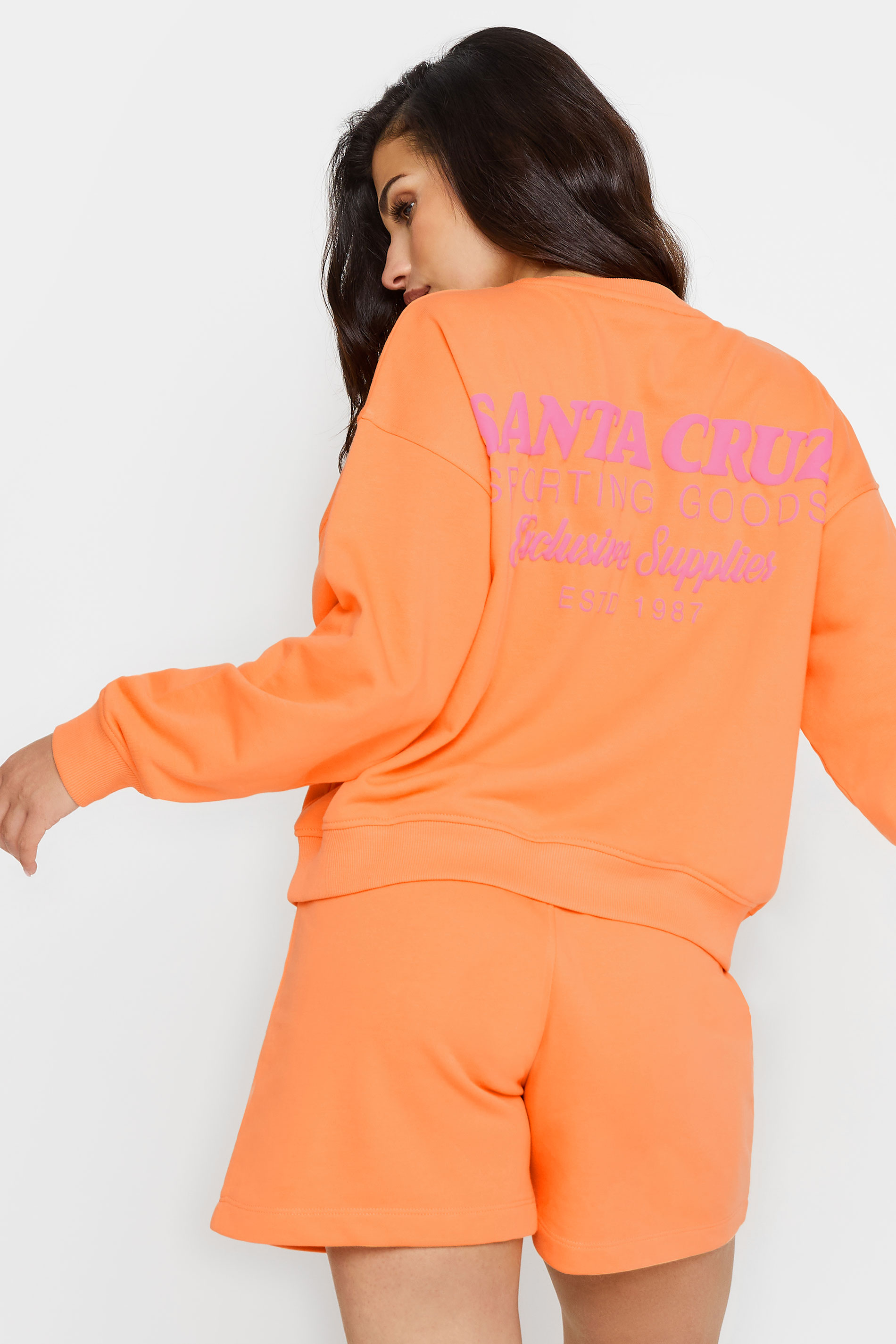 PixieGirl Petite Women's Orange 'Santa Cruz' Slogan Sweatshirt | PixieGirl 4