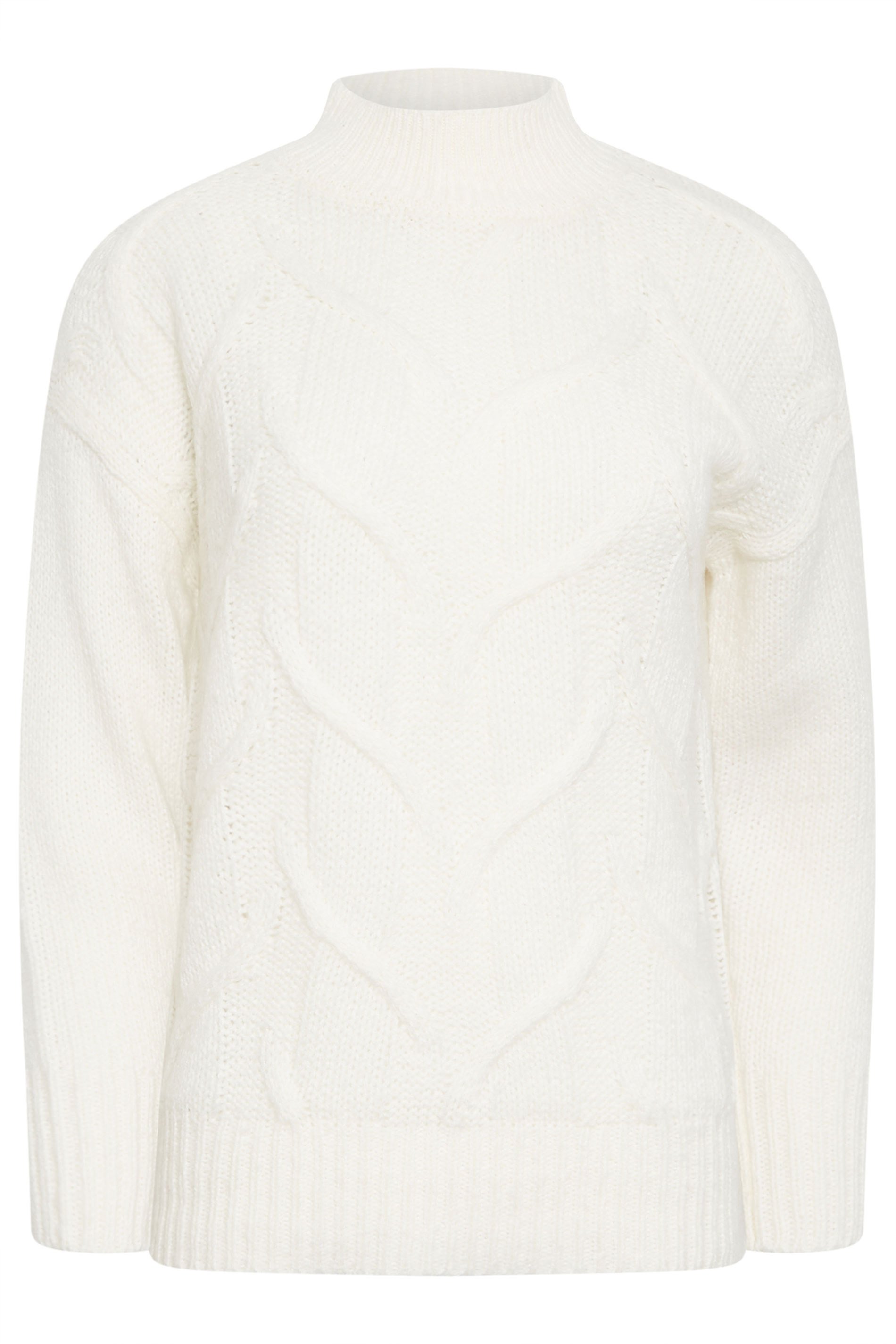 Petite Ivory White High Neck Cable Knit Jumper | PixieGirl 6