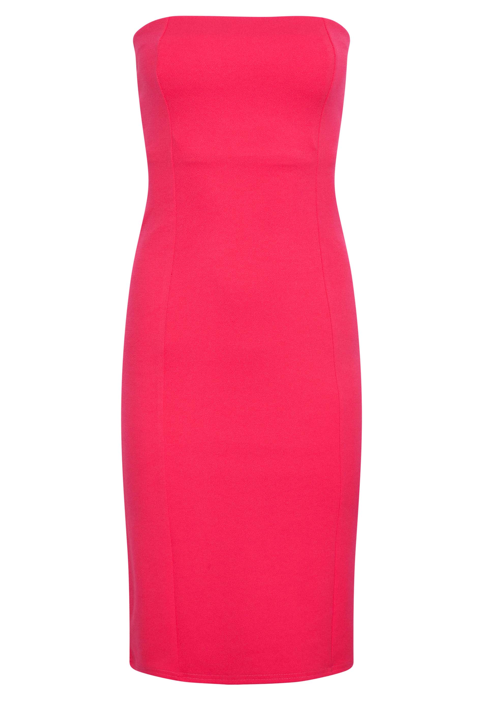 Petite Hot Pink Bandeau Midi Dress | PixieGirl 6