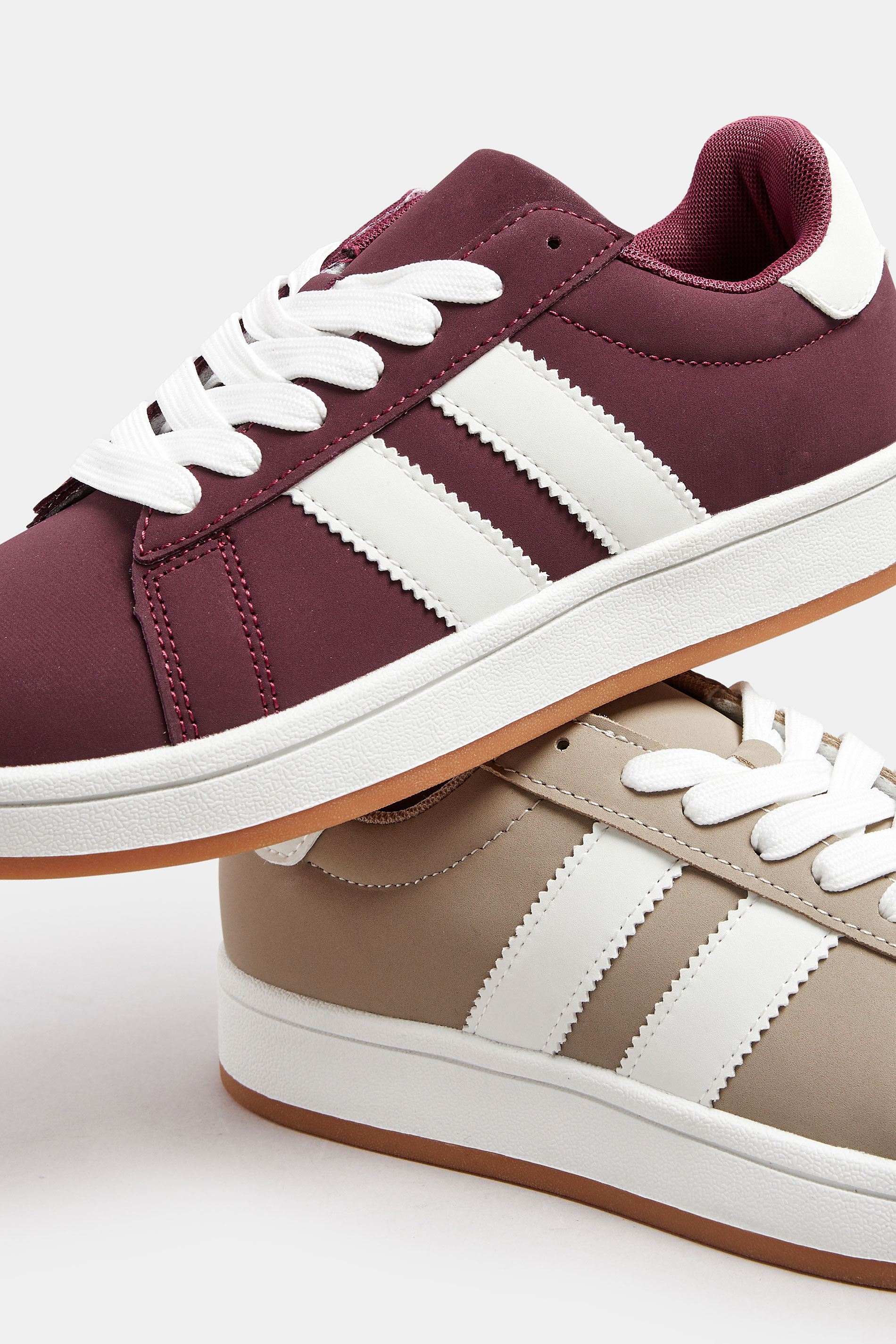 Burgundy Red Padded Lace Up Trainers In Wide E Fit | Yours Clothing 6