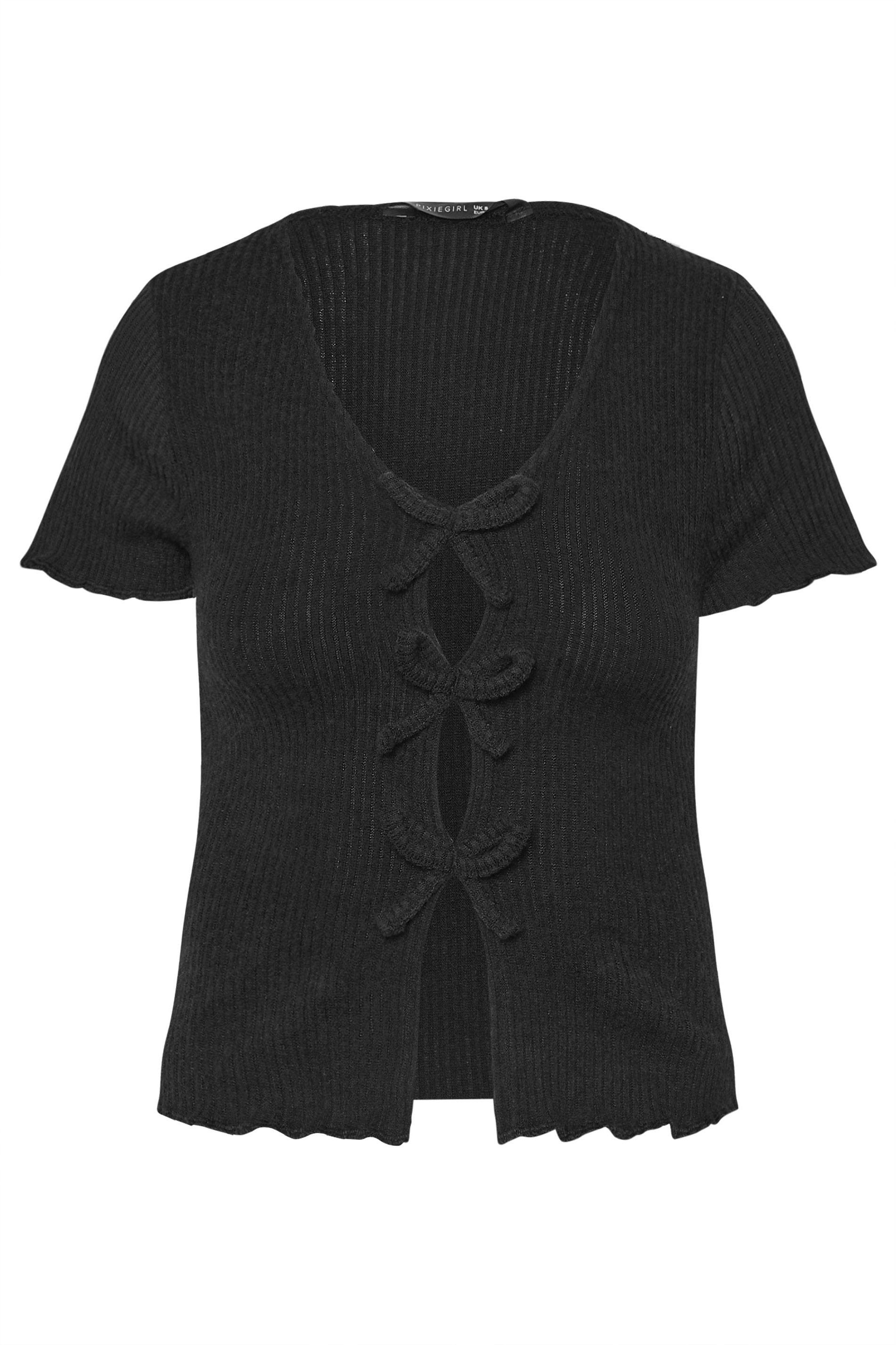 PixieGirl Petite Women's Black Soft Touch Bow Front Top | PixieGirl 5