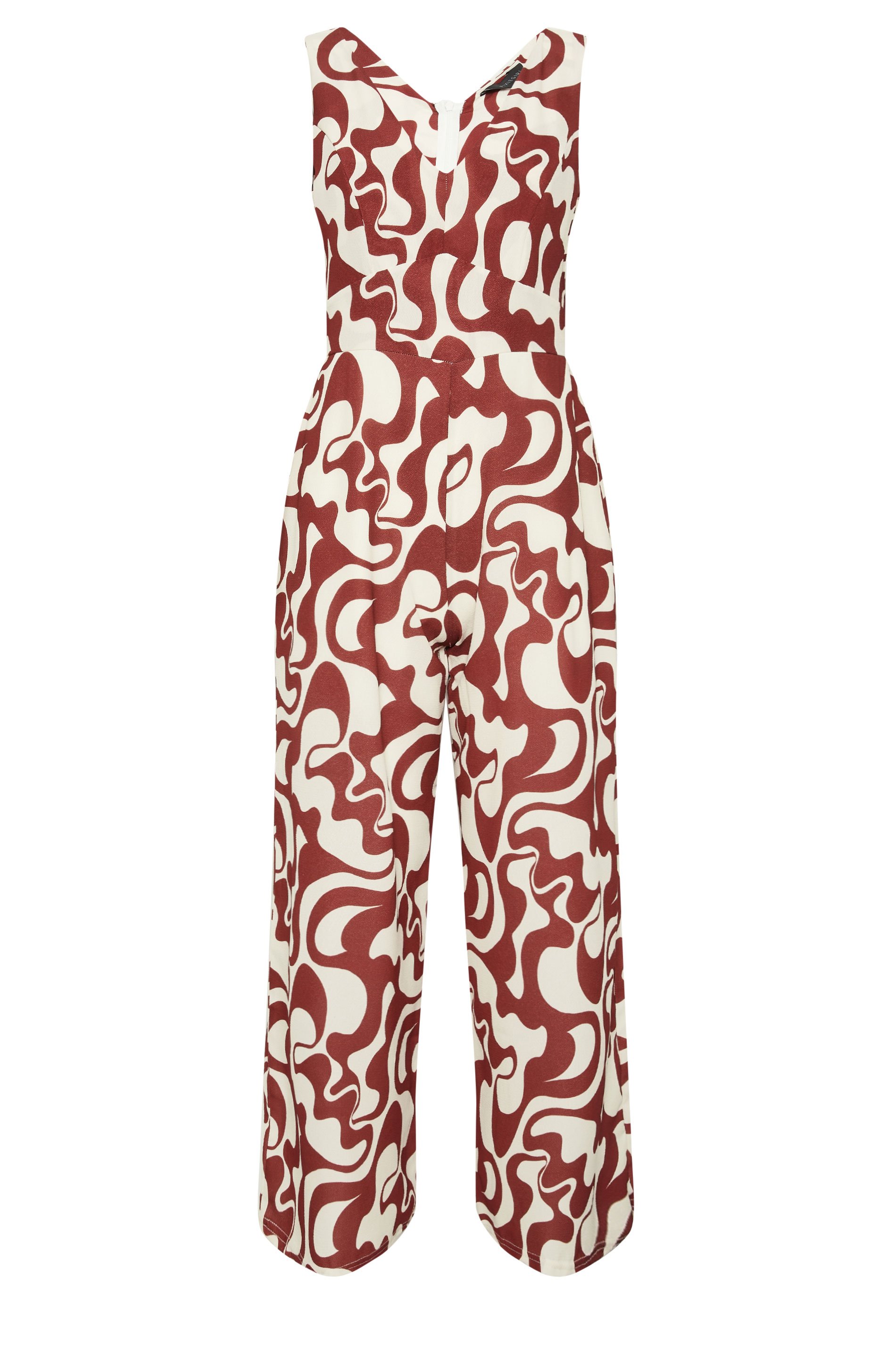 PixieGirl Petite Women's Red Swirl Print Wide Leg Jumpsuit | PixieGirl 5