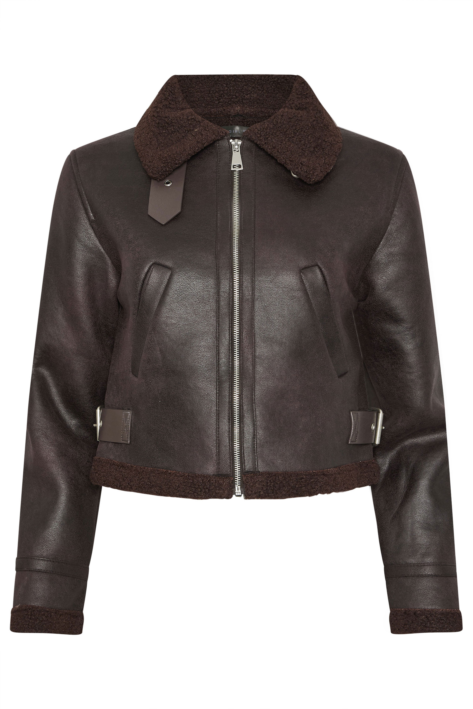PixieGirl Petite Women's Chocolate Brown Aviator Jacket | PixieGirl 6