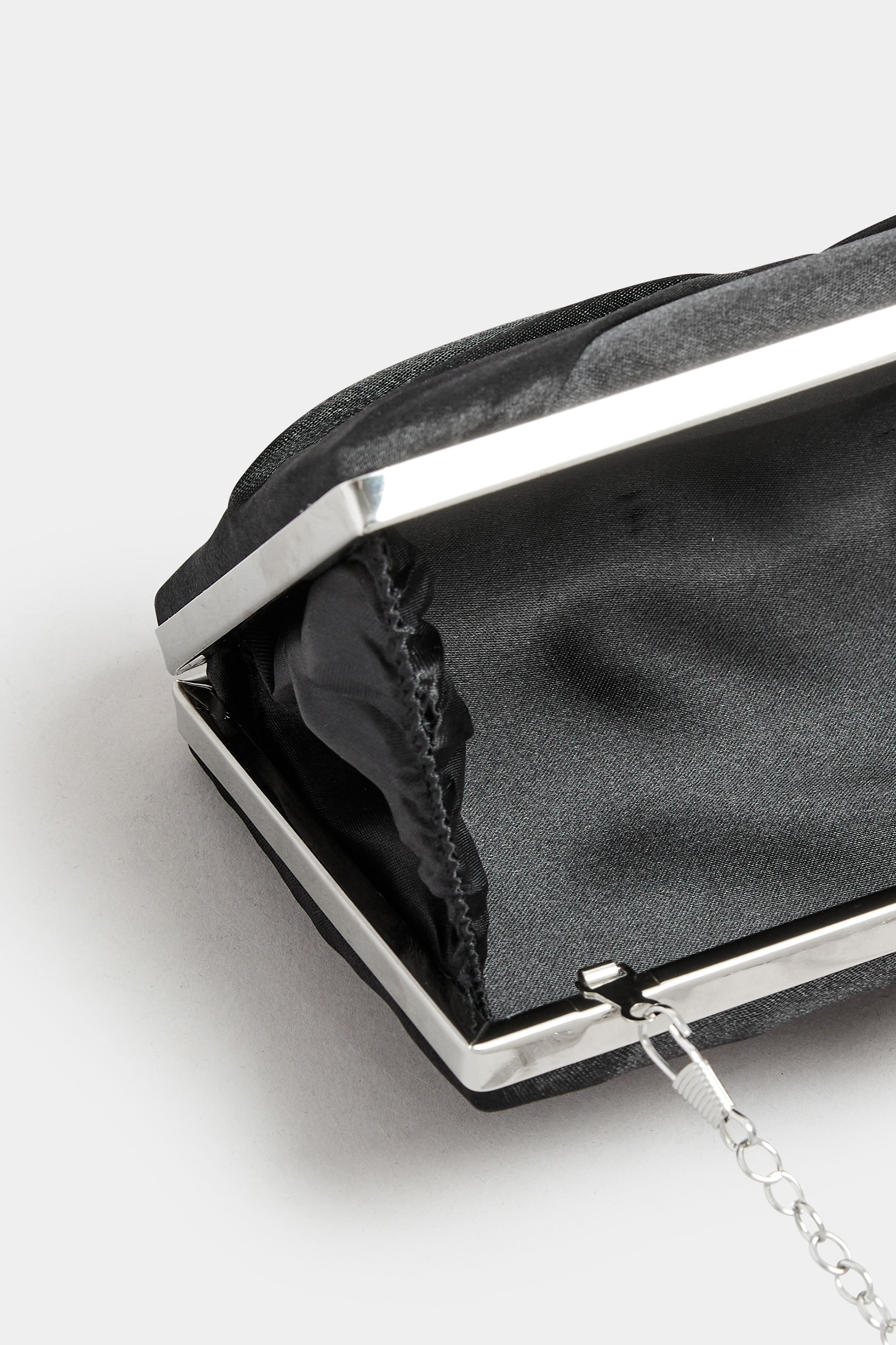 Black Satin Bow Detail Clutch Bag | Yours Clothing 7