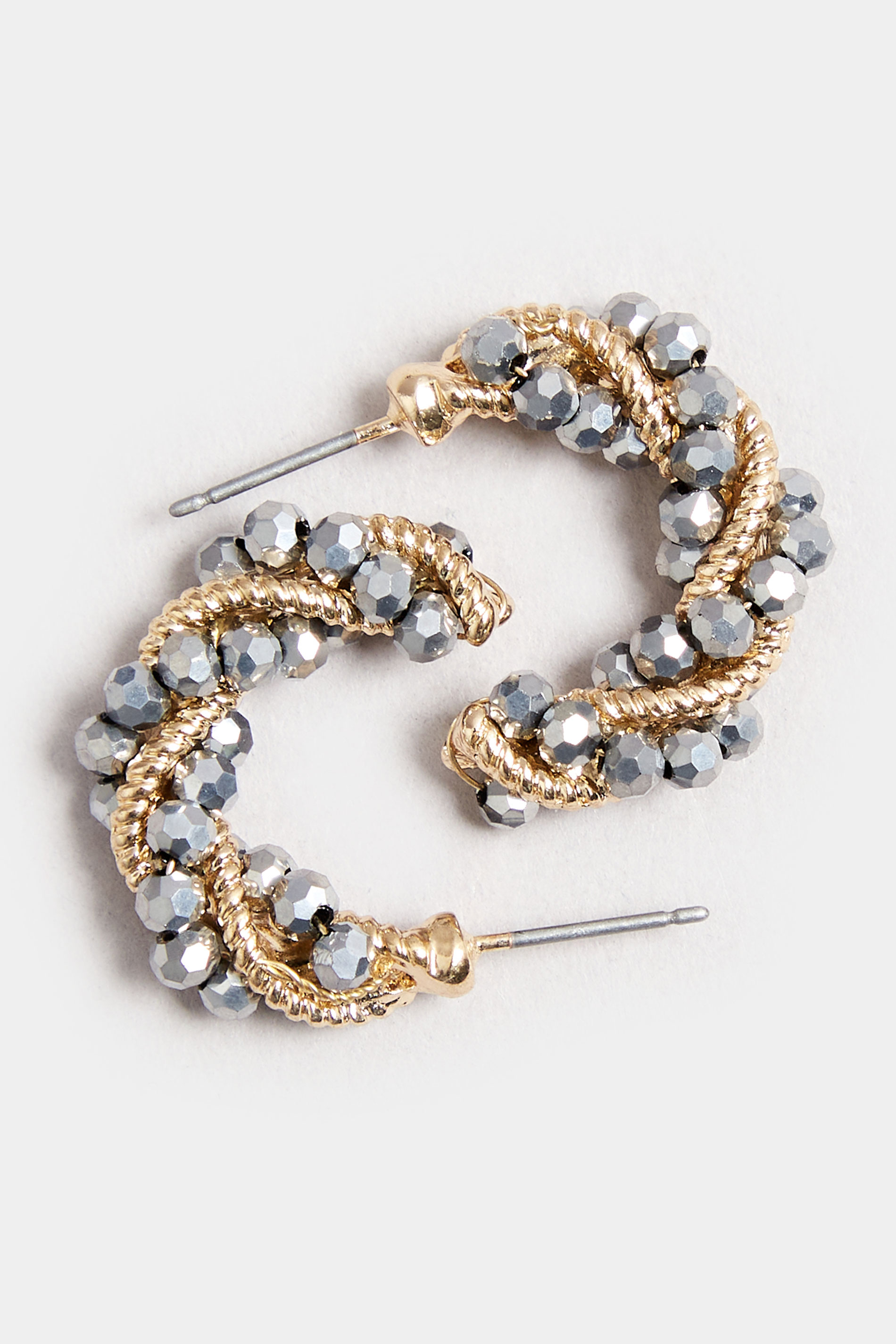 Gold Tone Diamante Twisted Hoop Earrings | Yours Clothing 3