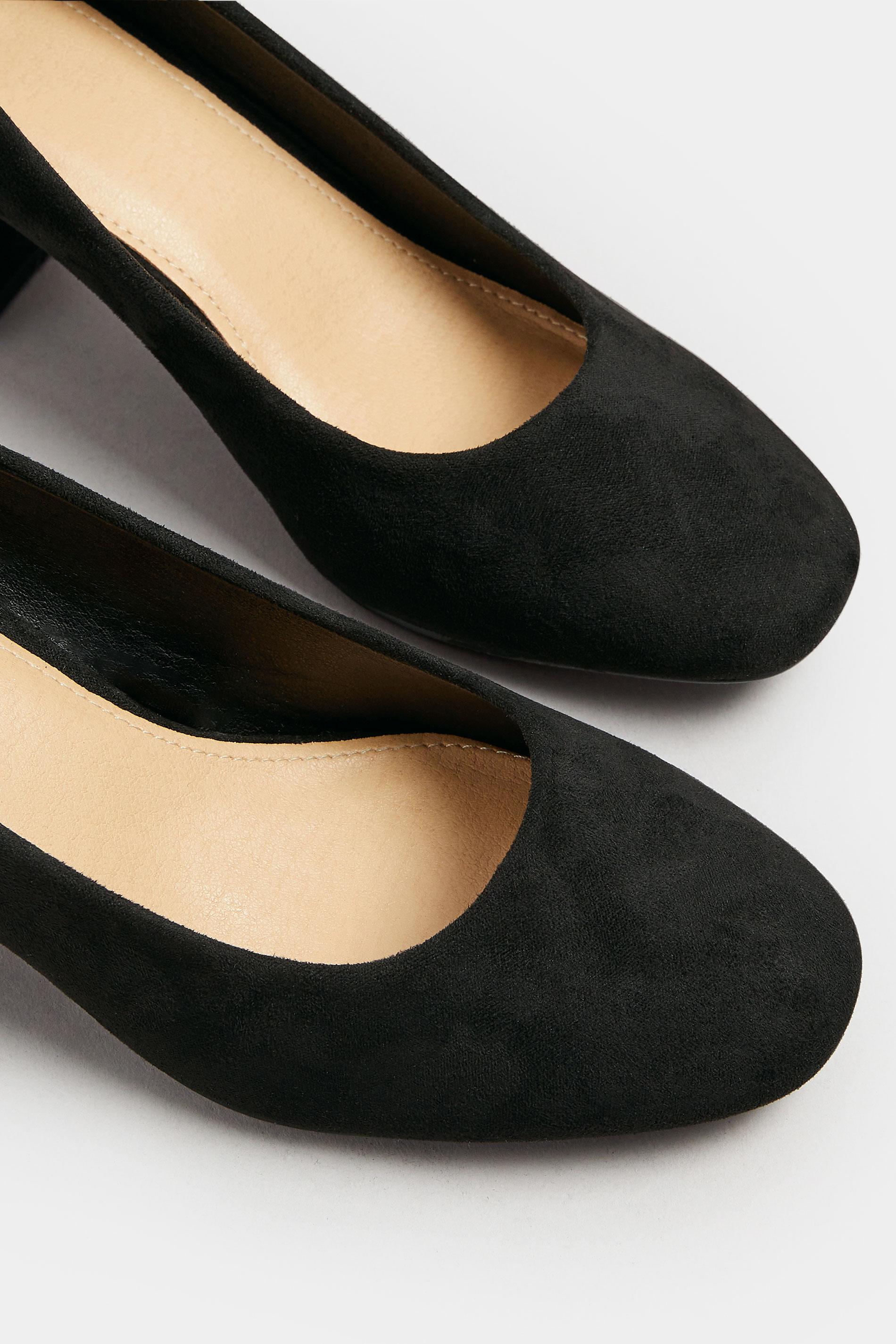 Black Faux Suede Mid Block Heel Court Shoes In Extra Wide EEE Fit | Yours Clothing 6