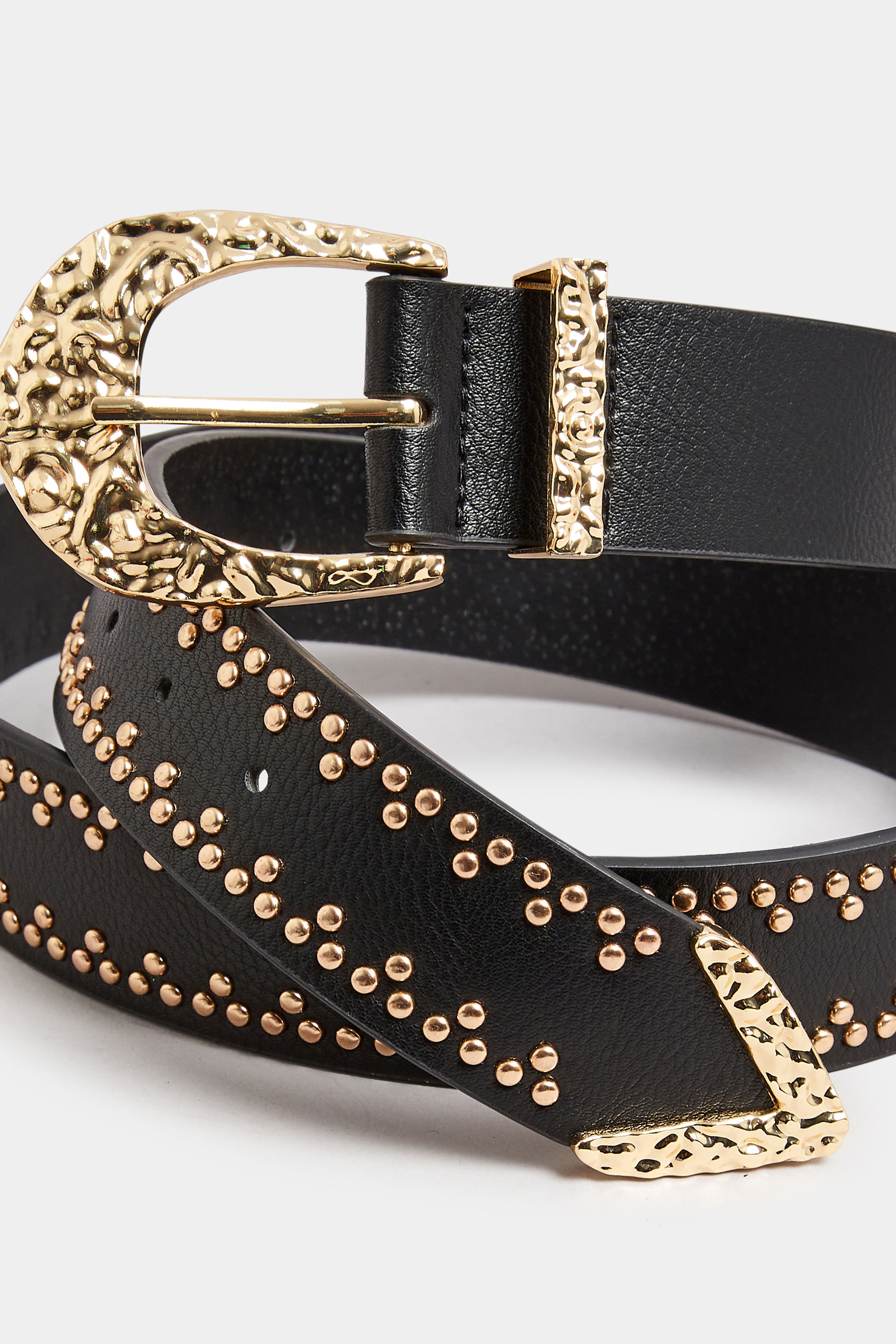 Black Studded Textured Buckle Belt | Yours Clothing 3
