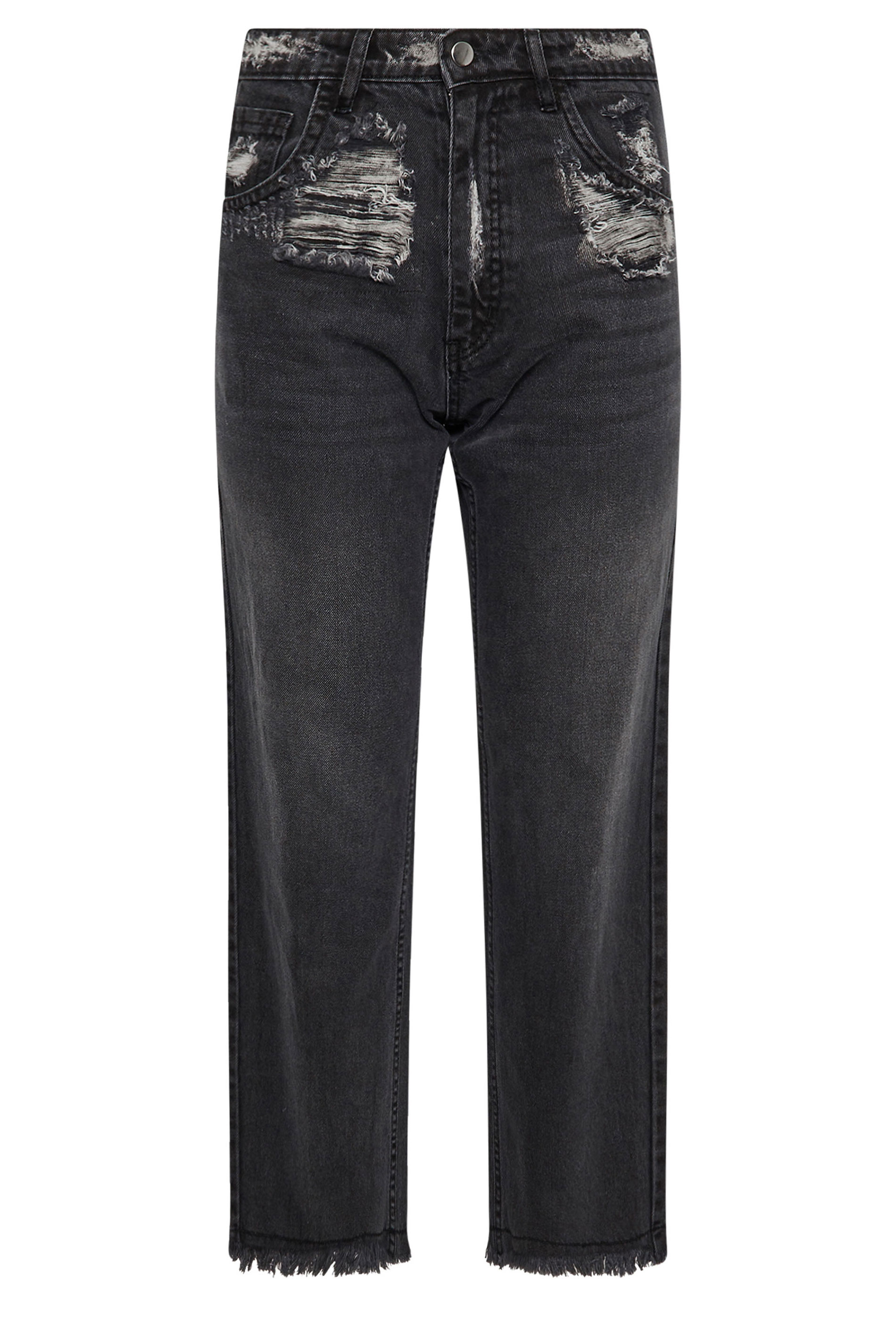 PixieGirl Petite Women's Black Distressed Straight Leg Jeans | PixieGirl 5