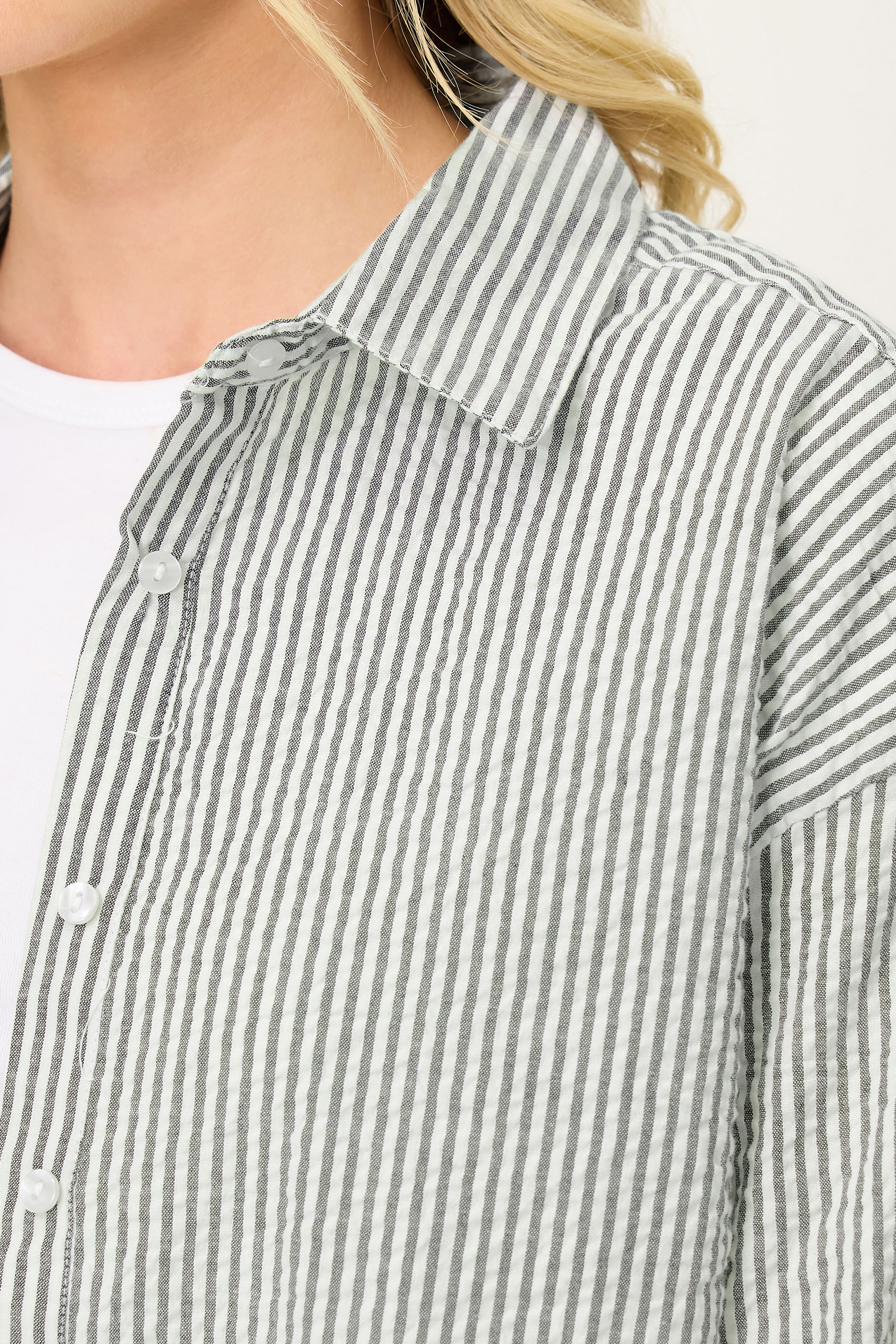 PixieGirl Petite Women's Grey Stripe Long Sleeve Shirt | PixieGirl 4