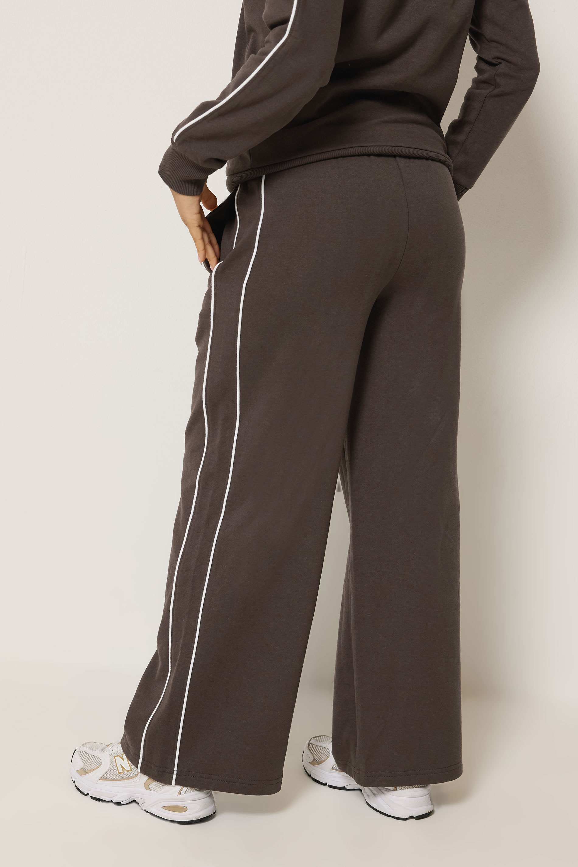 PixieGirl Petite Women's Chocolate Brown Contrast Jogger | PixieGirl 2