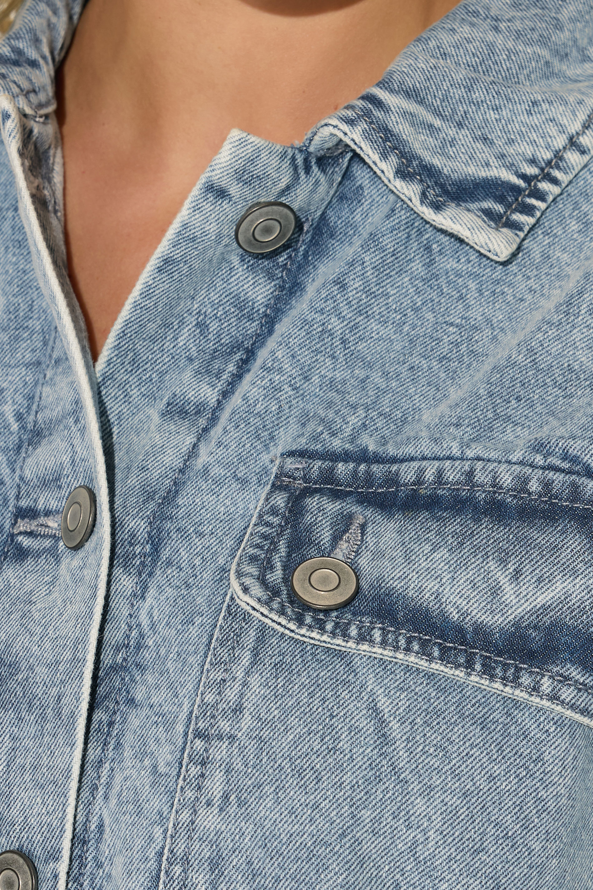 PixieGirl Petite Women's Blue Denim Shirt Mini Dress | PixieGirl 4