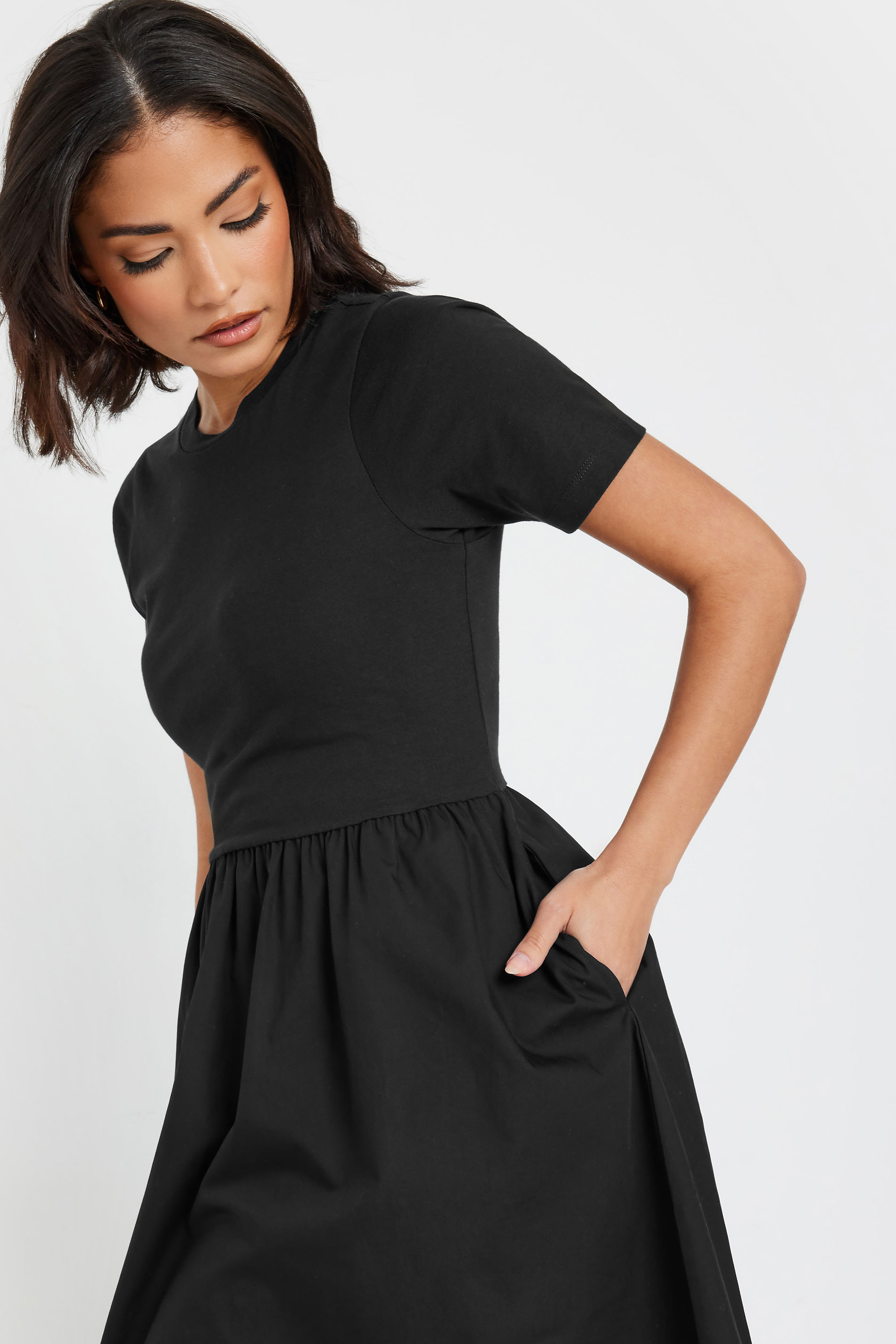 PixieGirl Petite Women's Black Woven Full Skirt Midaxi Dress | PixieGirl 2