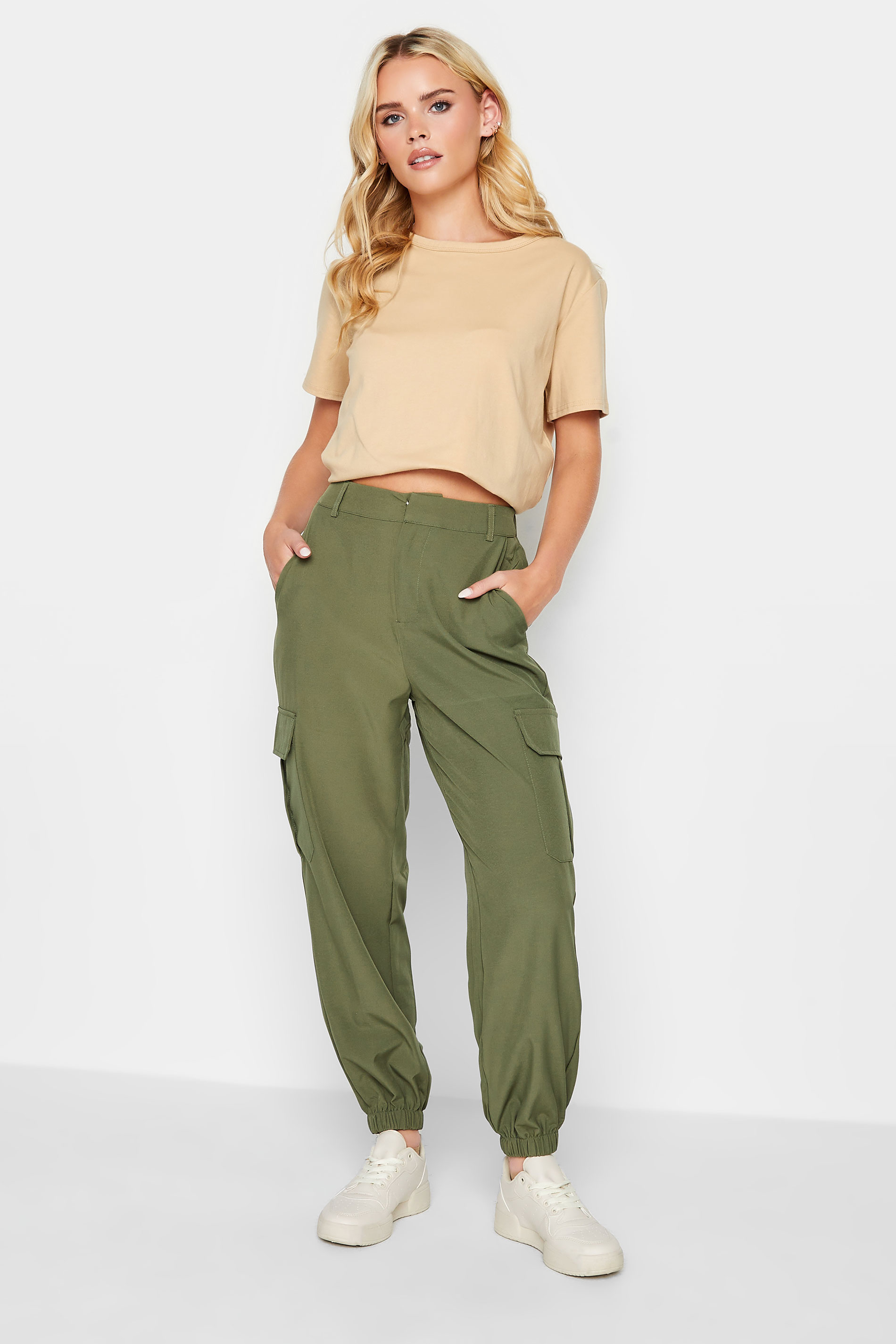 Buy Khaki Green Linen Blend Cargo Trousers from Next