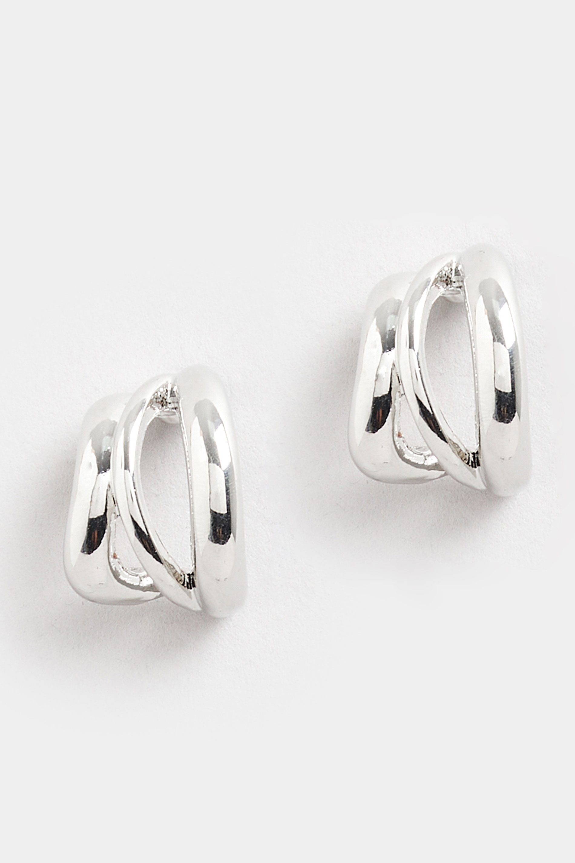Silver Tone Cuffed Earrings 2