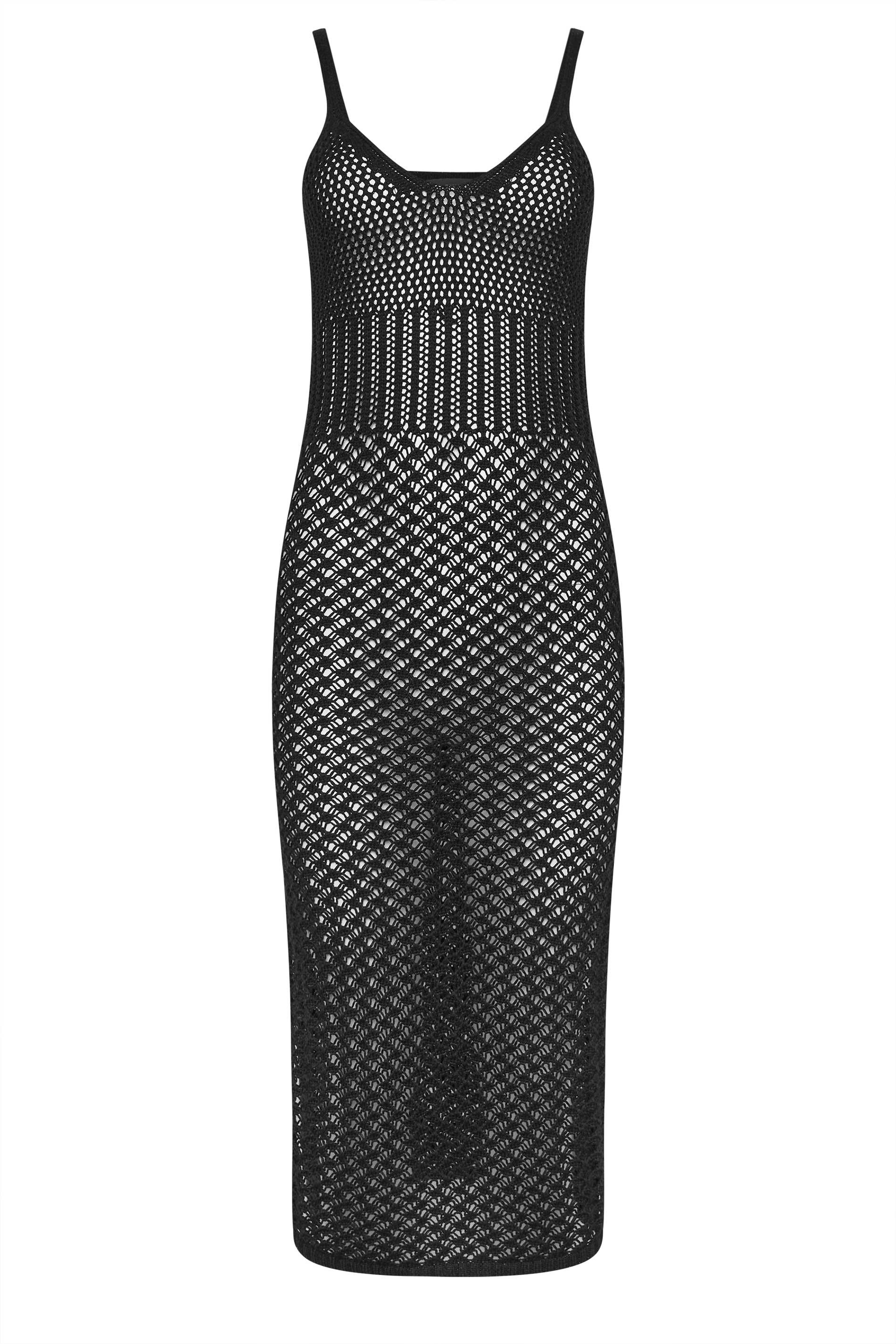 PixieGirl Petite Women's Black Crochet Midi Beach Dress | PixieGirl 6