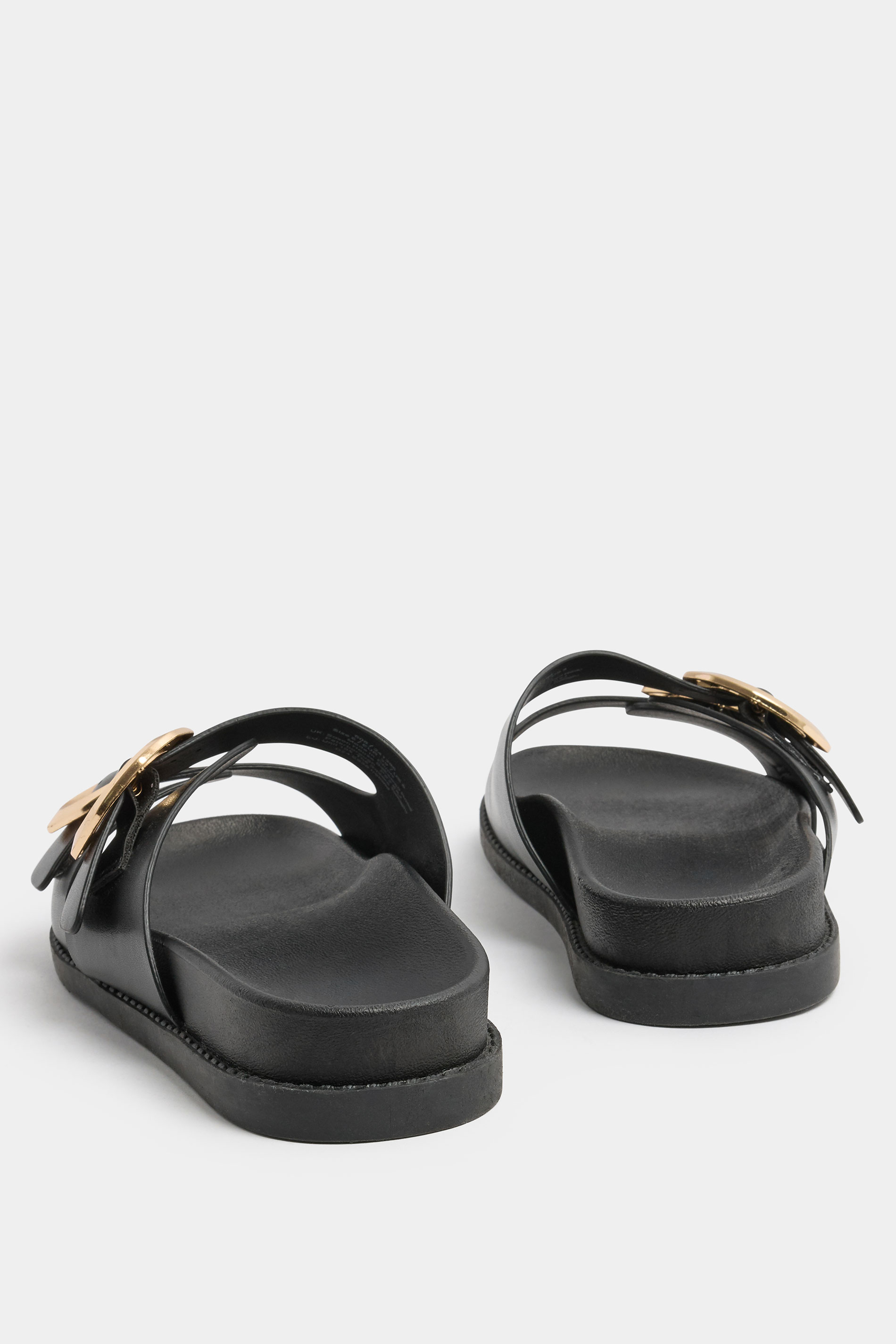 Black Brushed Buckle Mules In Extra Wide EEE Fit | Yours Clothing 5
