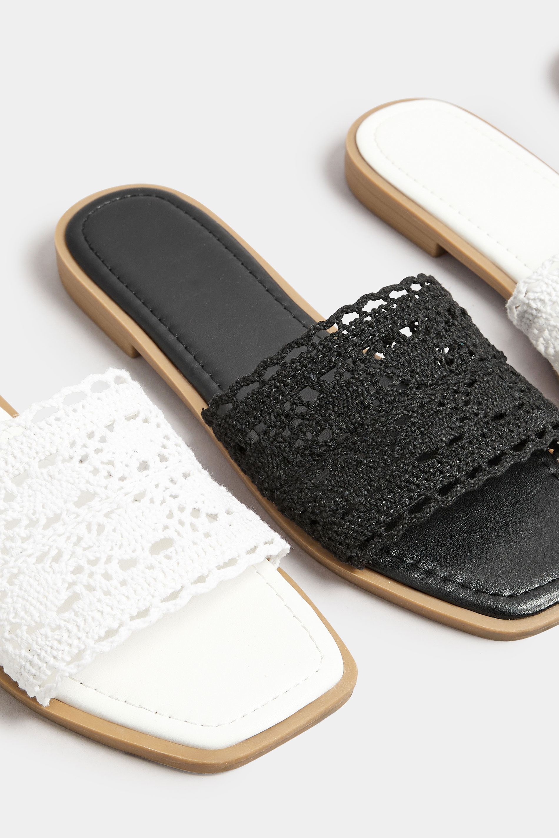 Black Crochet Mule Sandals In Extra Wide EEE Fit 6