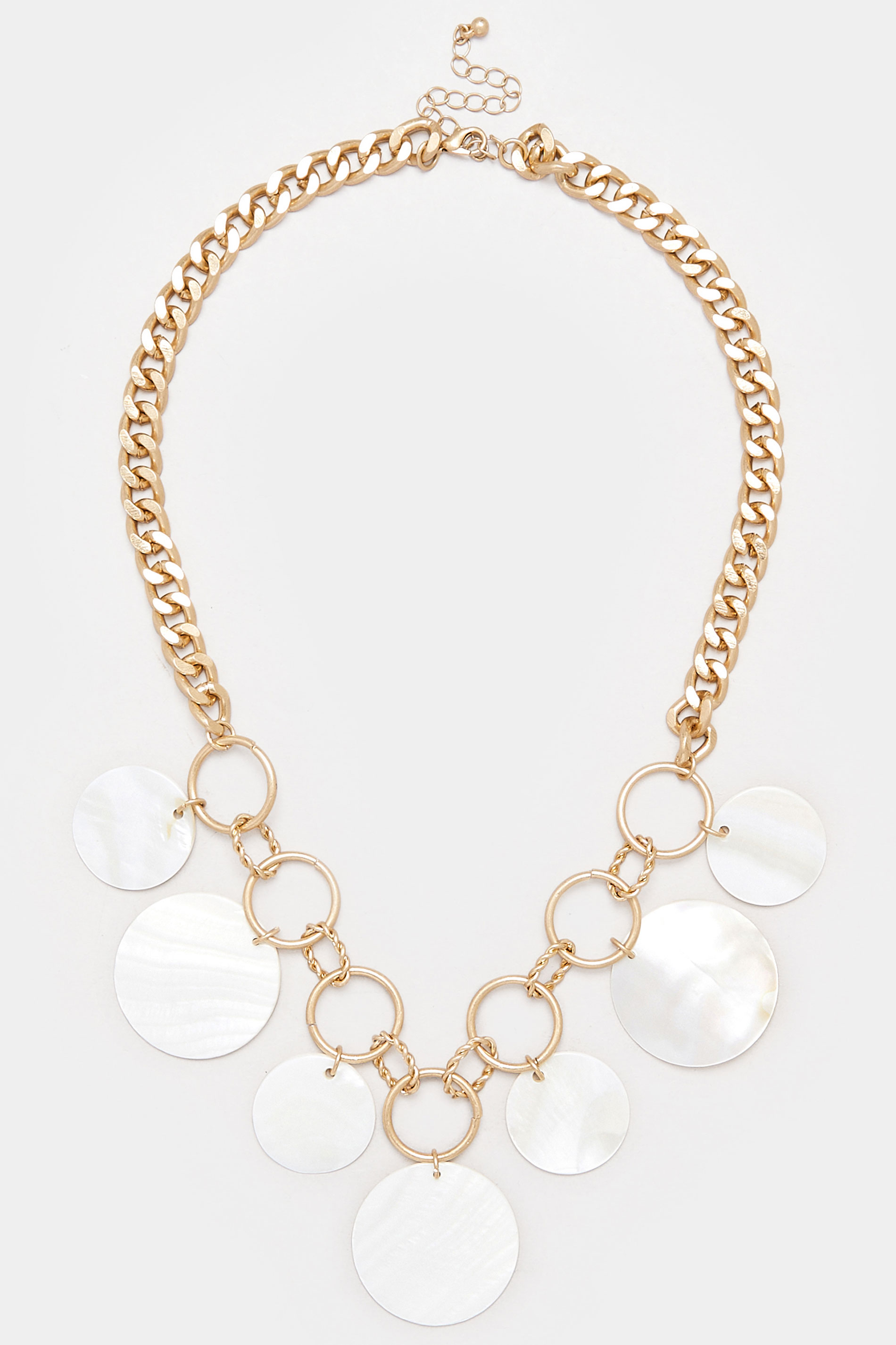 Gold Tone Shell Disc Chain Necklace | Yours Clothing 2