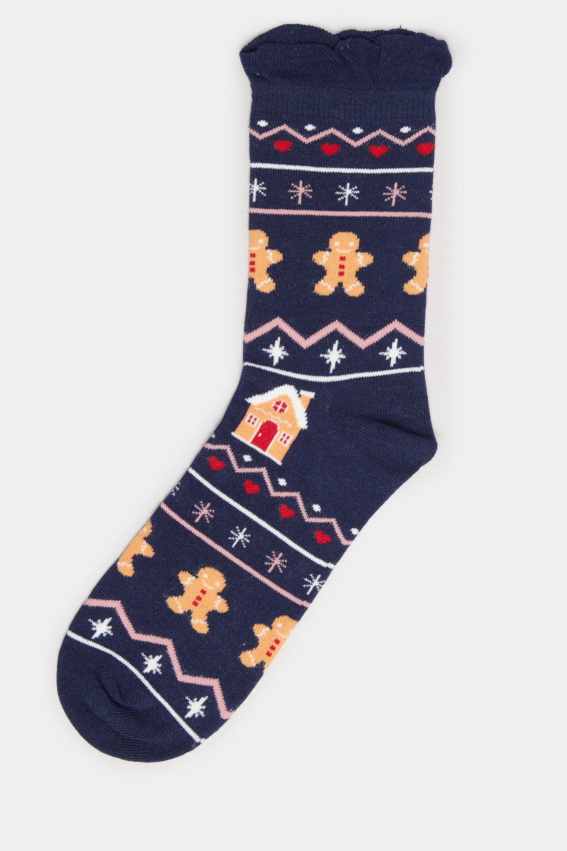 YOURS 4 PACK Plus Size Blue & Red Gingerbread Christmas Socks | Yours Clothing 8