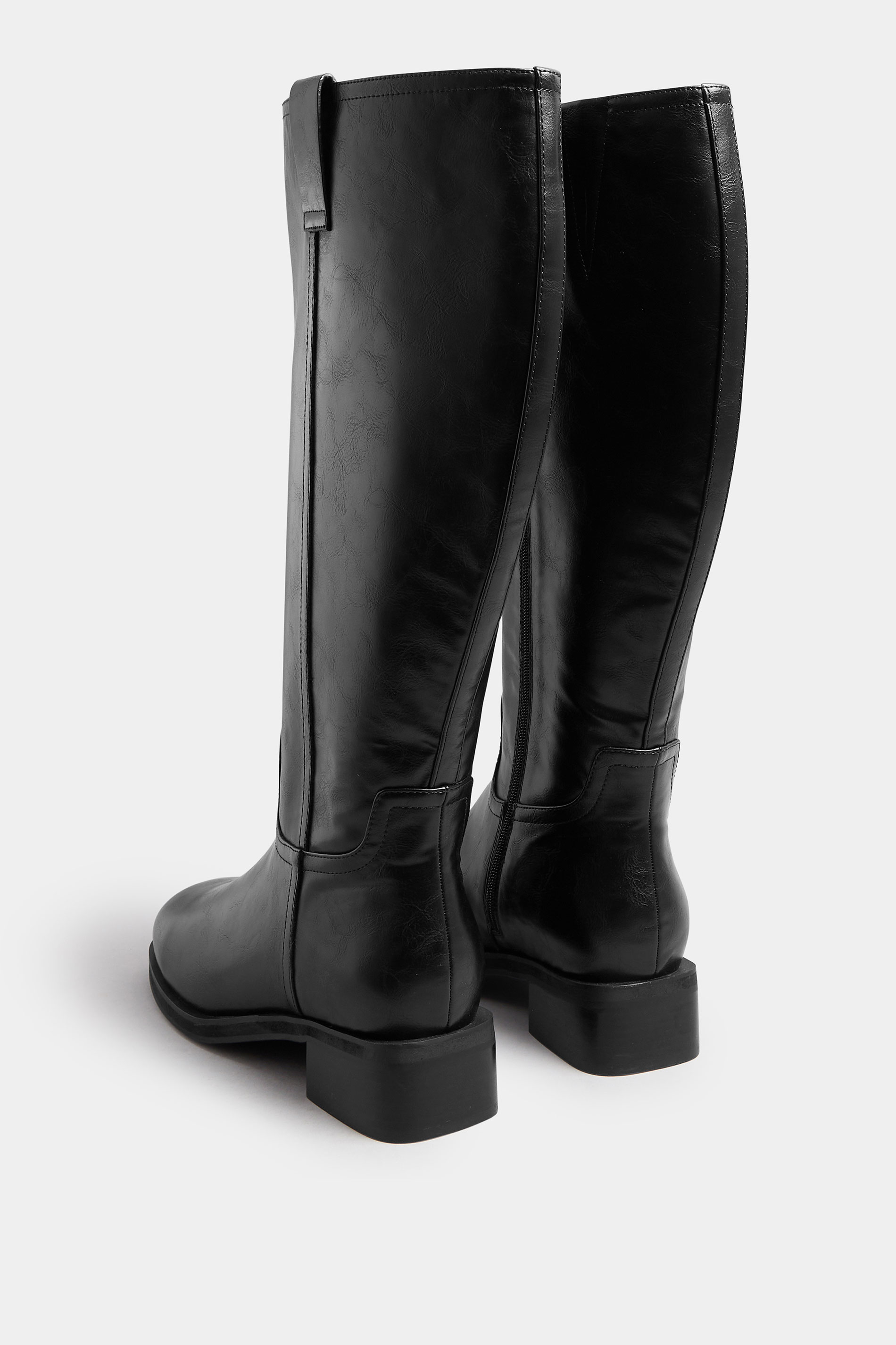 Black Pull On Knee High Boots In Extra Wide EEE Fit | Yours Clothing 4