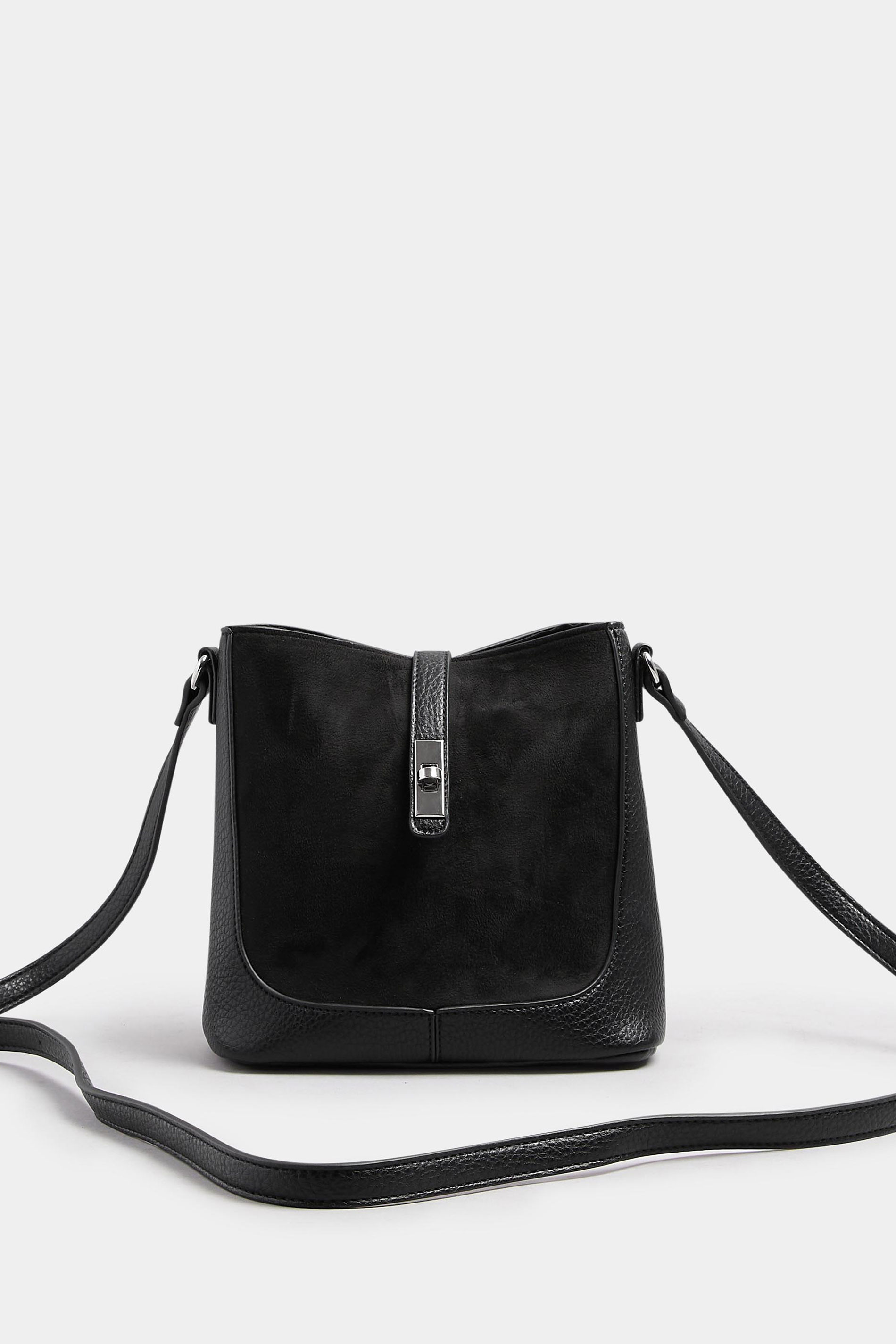 Black Faux Suede Cross Body Bag | Yours Clothing 3