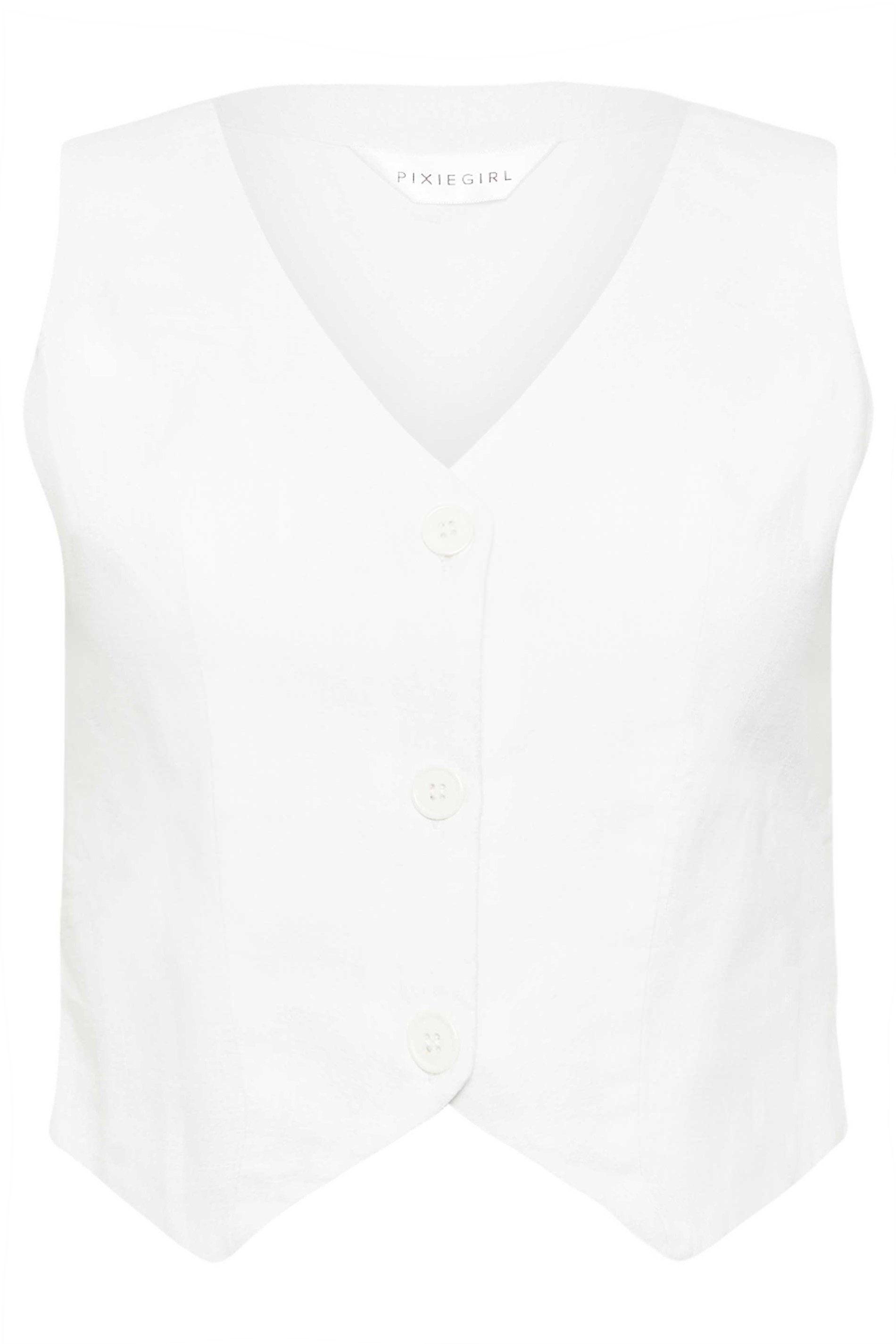 PixieGirl Petite Womens White Linen Waistcoat | PixieGirl 7