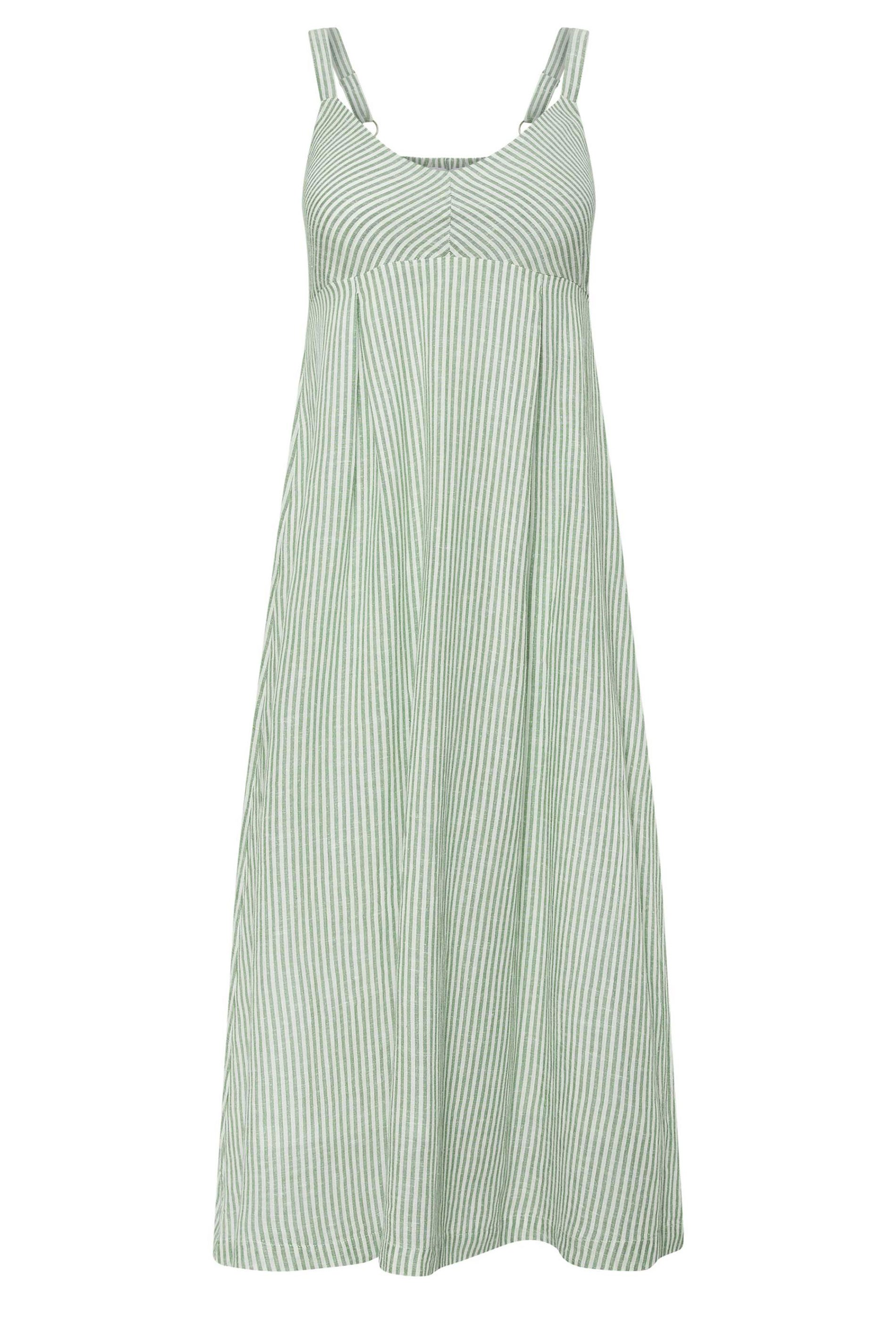 PixieGirl Green Striped Cotton Midi Slip Dress | PixieGirl 5