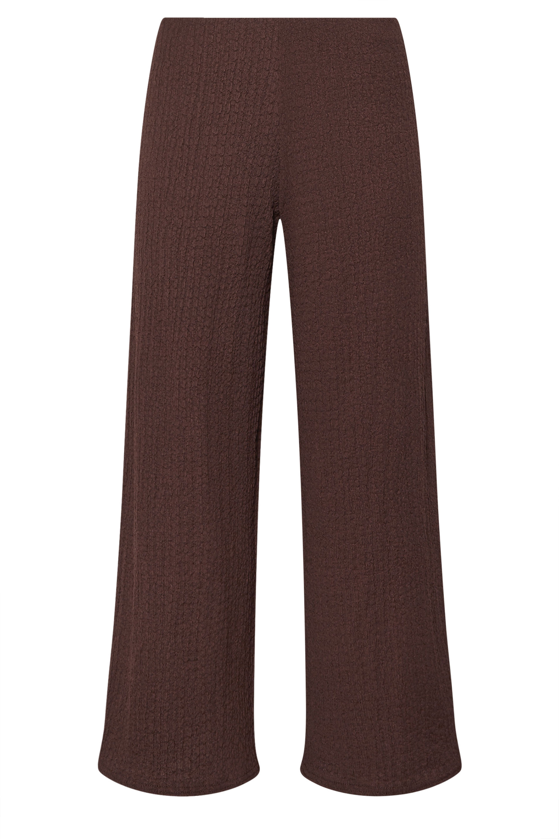 PixieGirl Petite Women's Brown Bubble Textured Wide Leg Trousers | PixieGirl 5