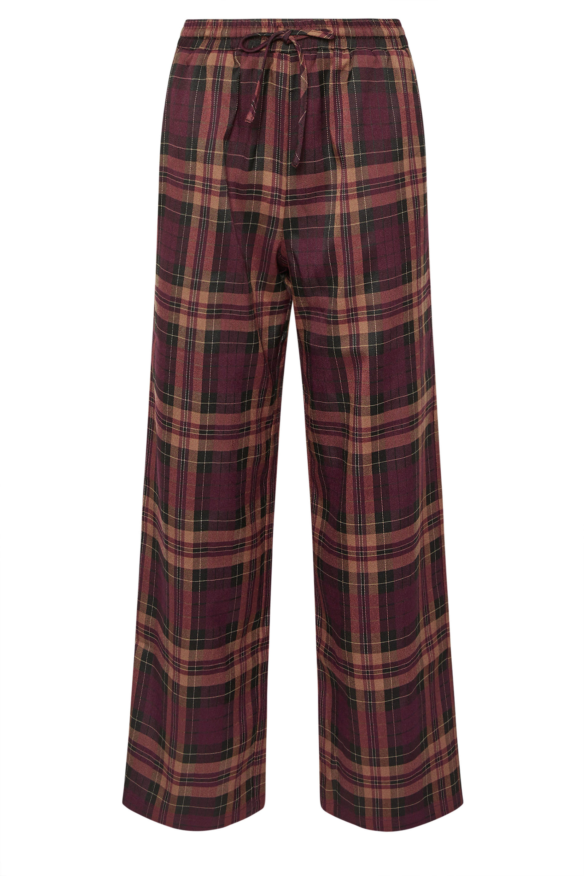 PixieGirl Petite Women's Burgundy Red Check Wide Leg Trousers | PixieGirl 6