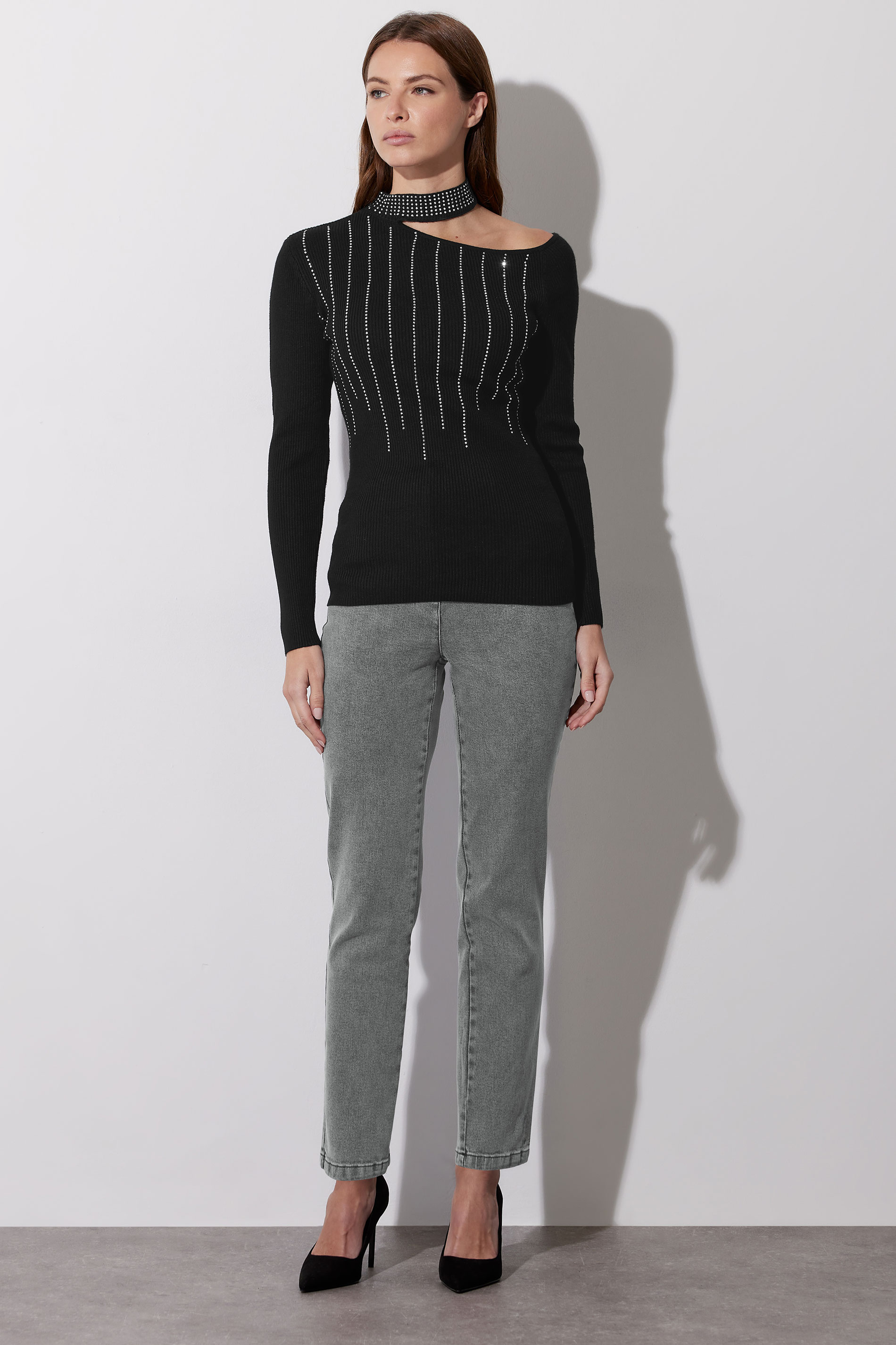 STAR Black Embellished Asymmetric Jumper | STAR x JM 2