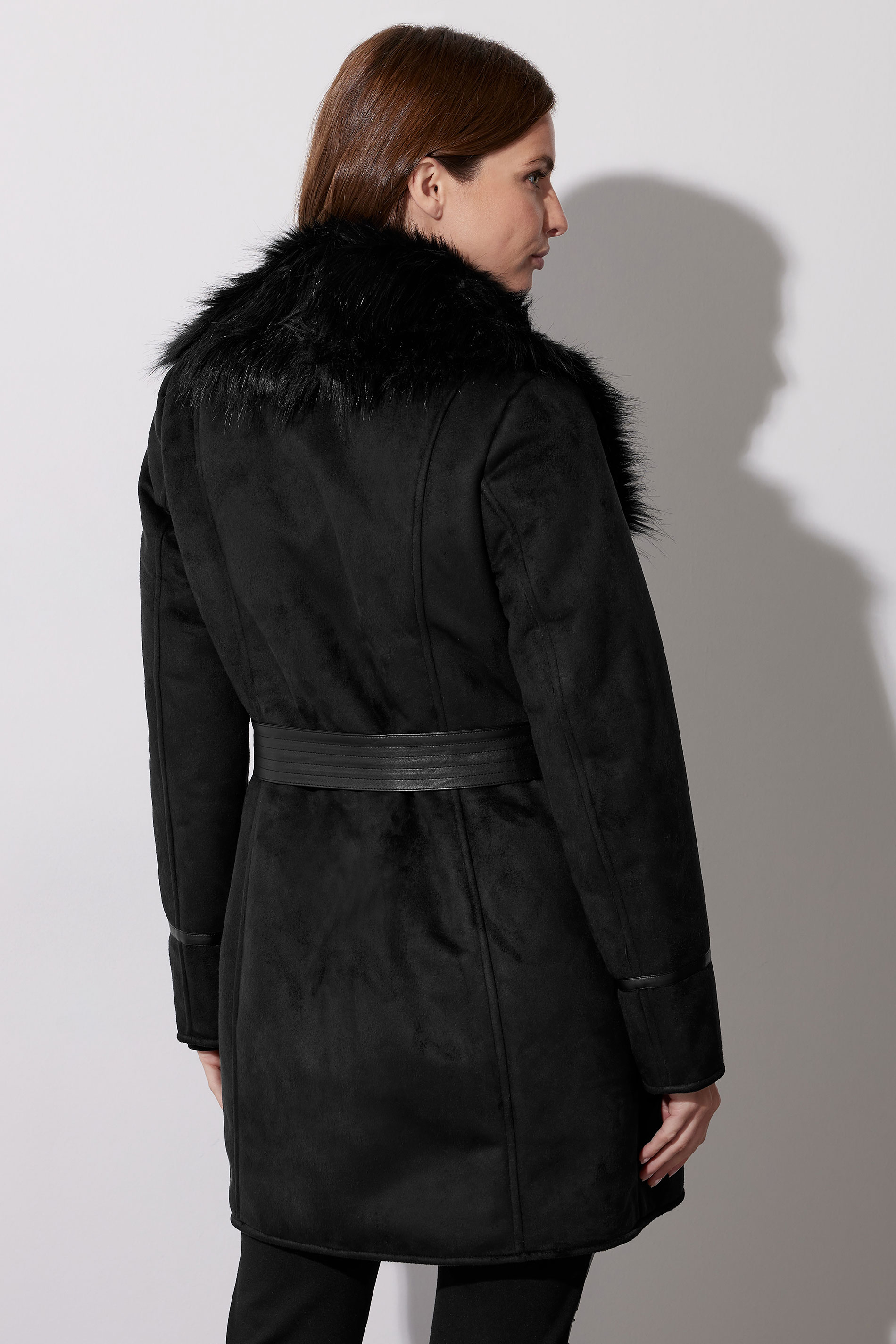 STAR Black Faux Suede Belted Jacket | STAR x JM 5