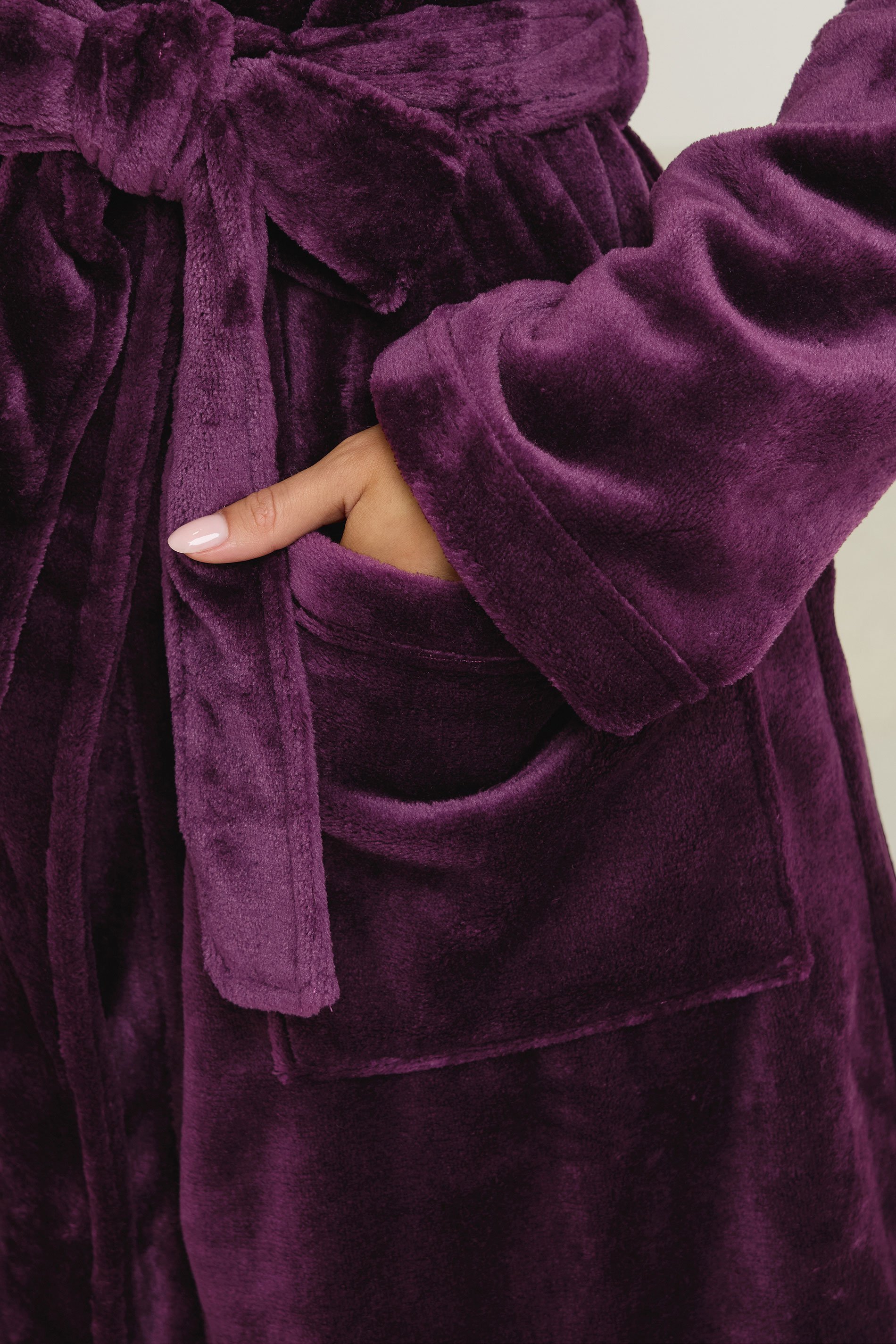 PixieGirl Petite Women's Burgundy Red Super Luxe Hooded Dressing Gown | PixieGirl 5