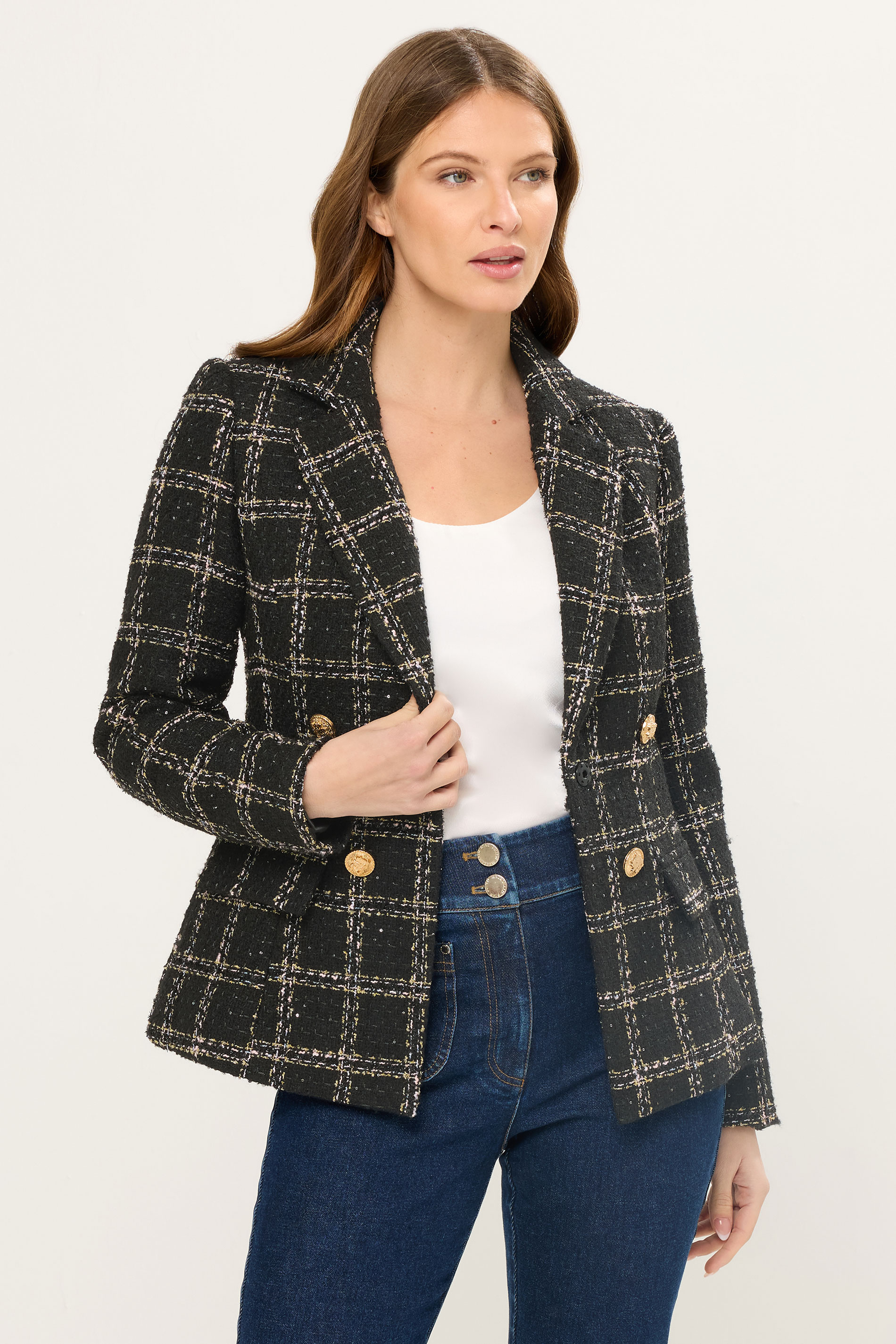 STAR Black Check Boucle Blazer | StarByJM 1