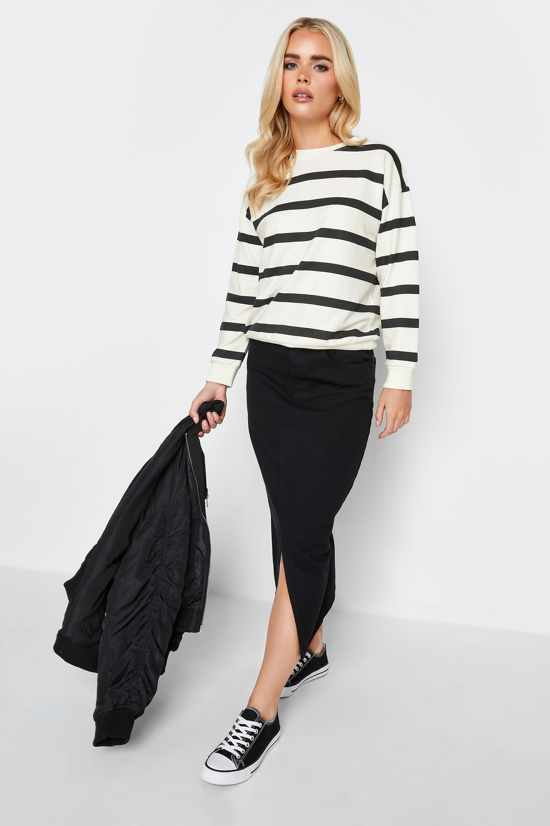 Petite Cream & Black Stripe Sweatshirt | PixieGirl 2